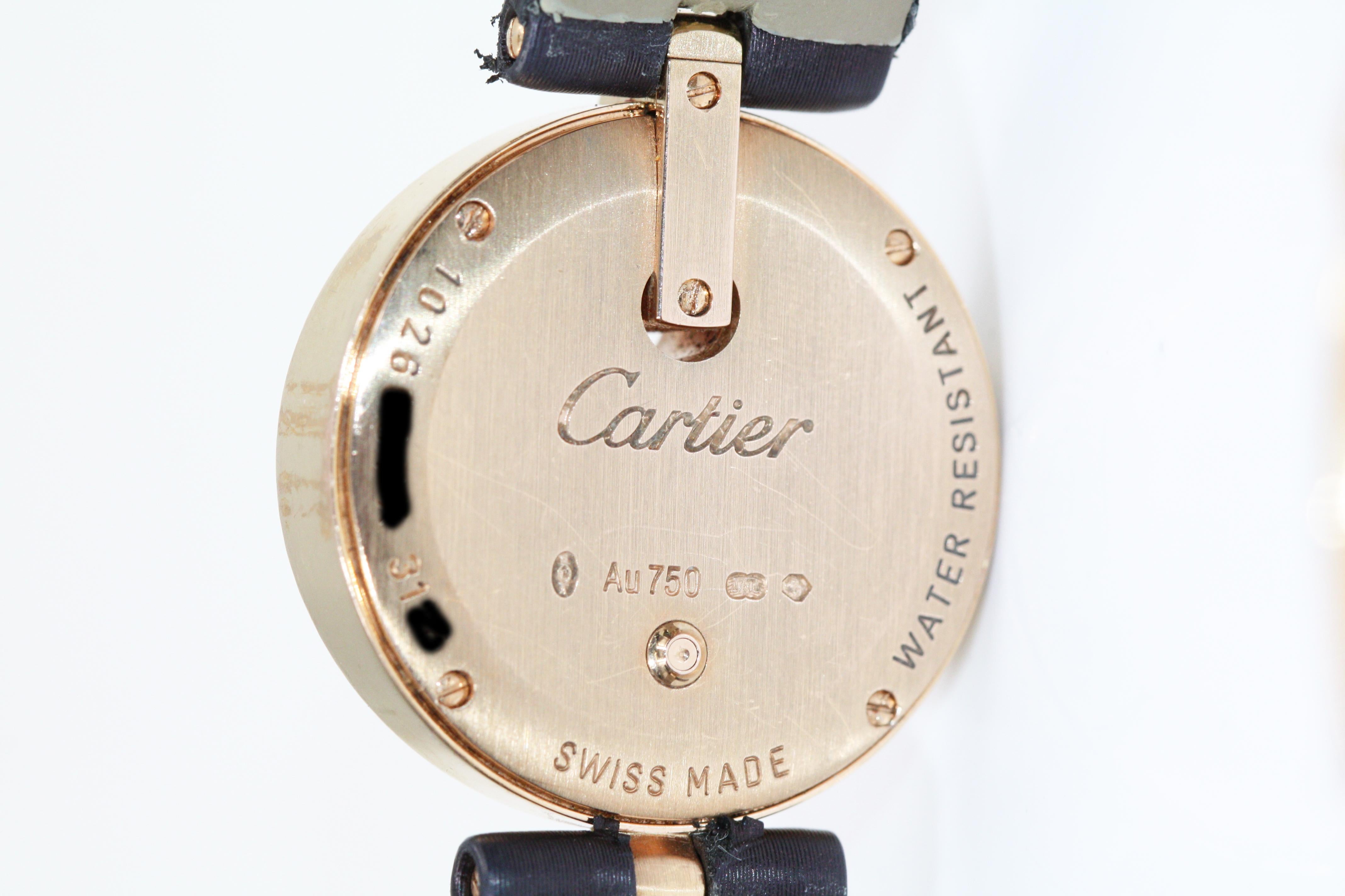 Women's Cartier Captive Silver Dial Brown Satin Strap Diamond Ladies Watch