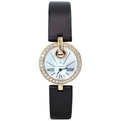 Cartier Captive Silver Dial Brown Satin Strap Diamond Ladies Watch