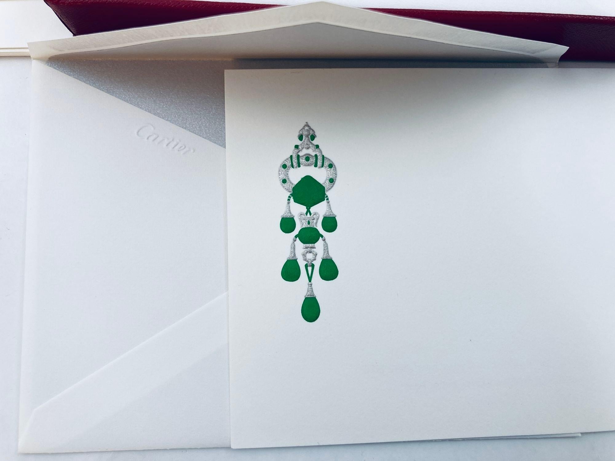 Cartier Karten- und Umschlagset Mughal Majorie Merriweather Smaragdbrosche Design im Zustand „Gut“ im Angebot in North Hollywood, CA