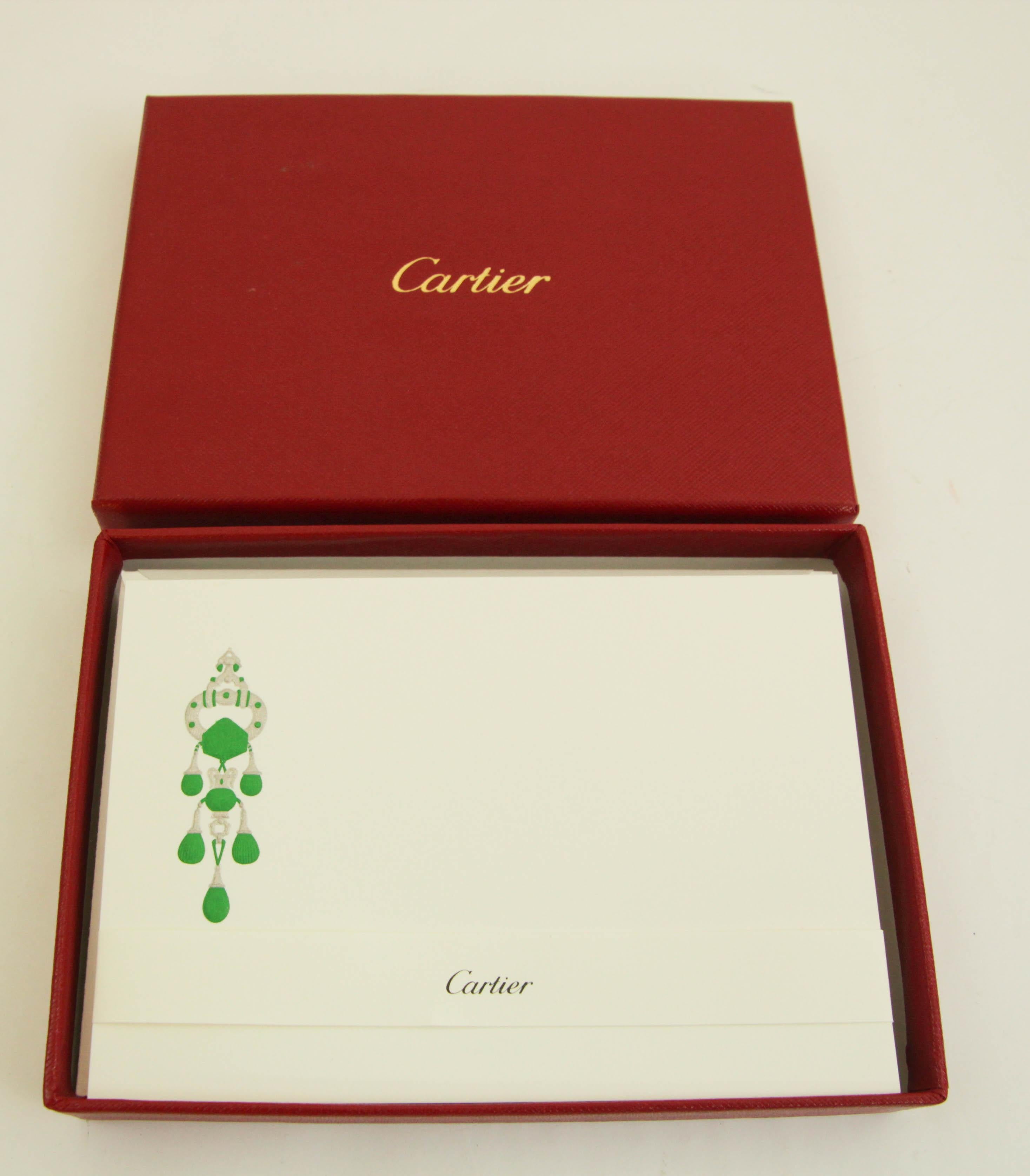 Cartier Karten- und Umschlagset Mughal Majorie Merriweather Smaragdbrosche Design für Damen oder Herren im Angebot