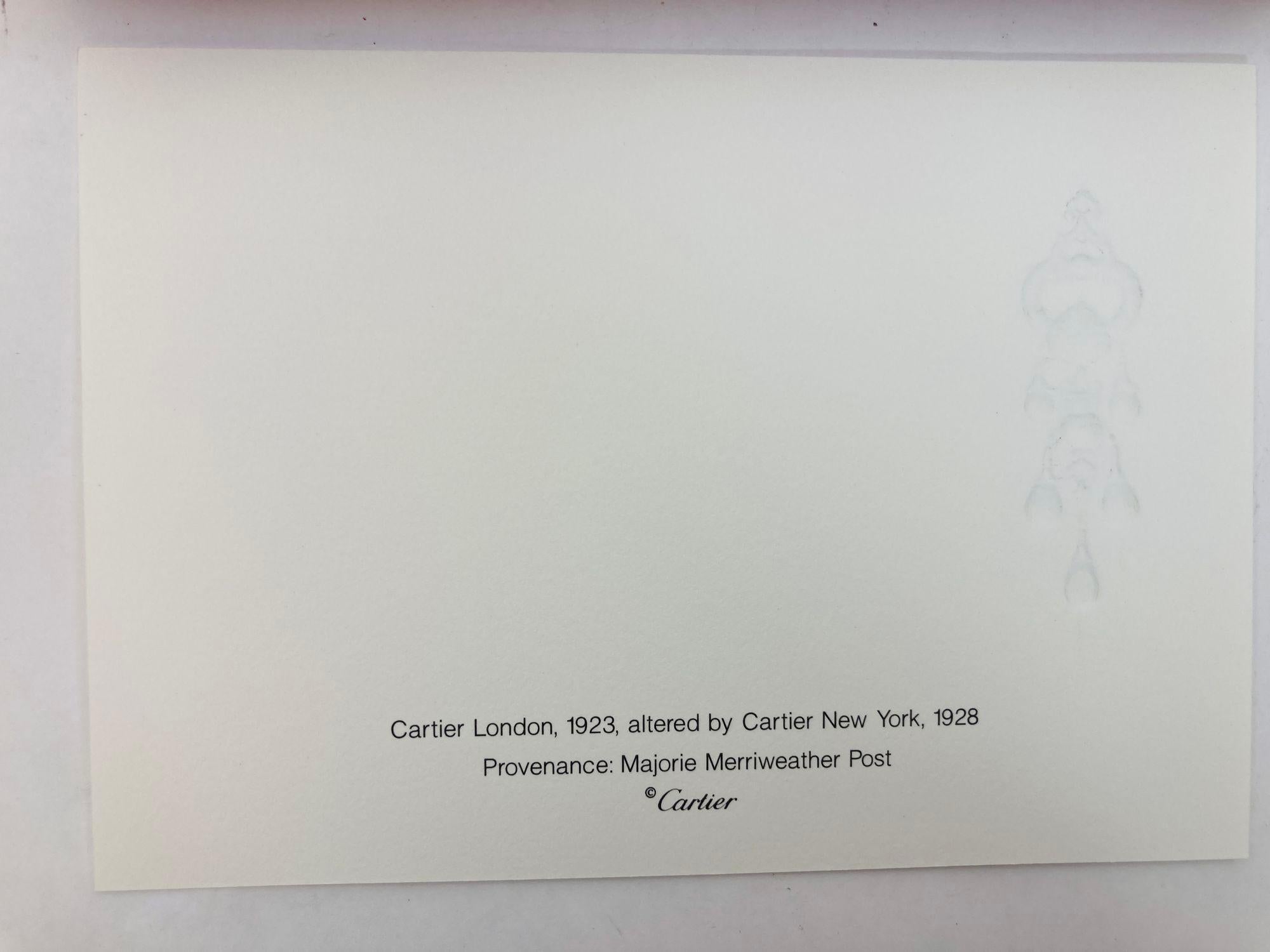 Cartier Karten- und Umschlagset Mughal Majorie Merriweather Smaragdbrosche Design im Angebot 2