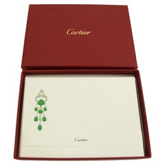 Cartier Karten- und Umschlagset Mughal Majorie Merriweather Smaragdbrosche Design