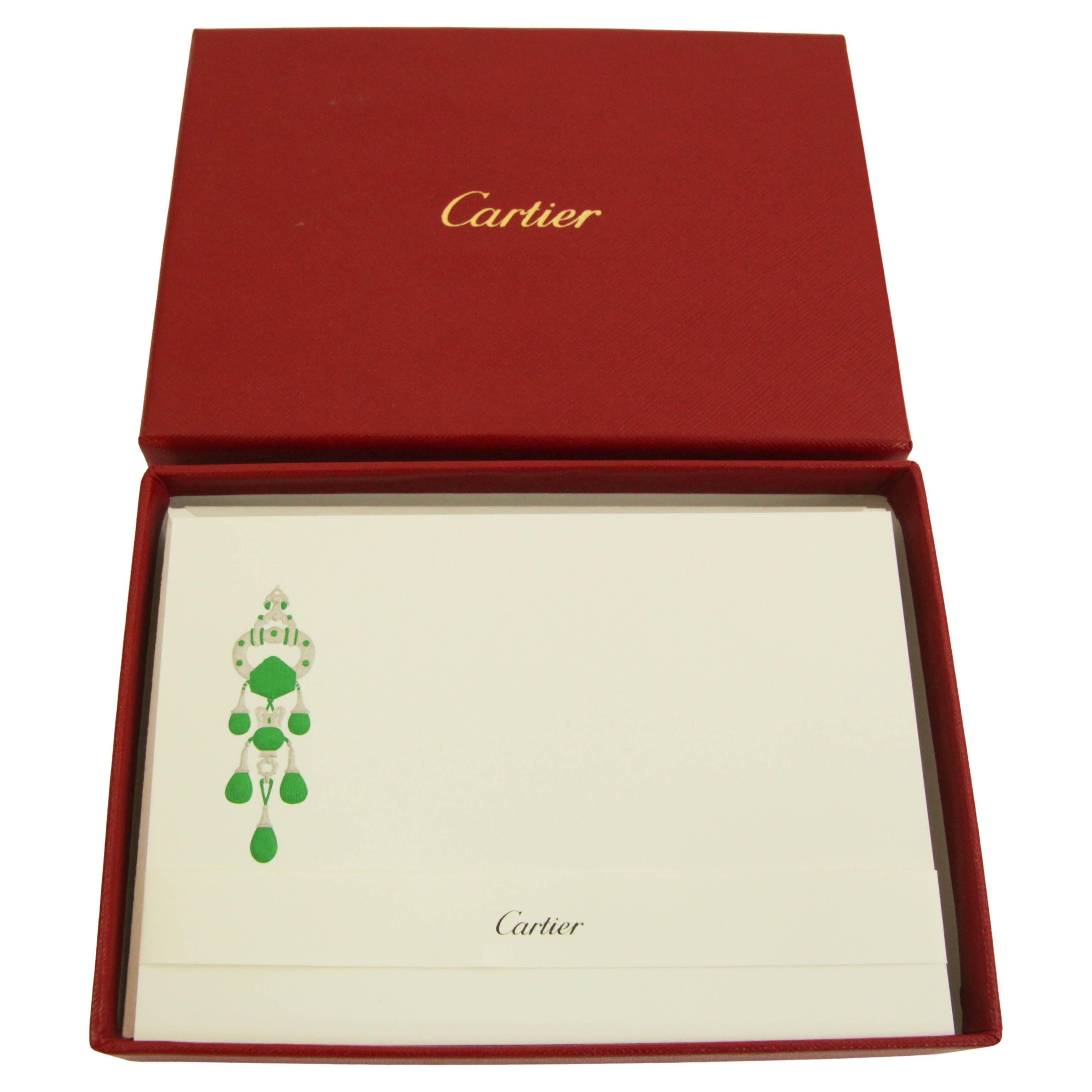 Cartier Card and Envelope Set Mughal Majorie Merriweather Emerald Brooch Design
