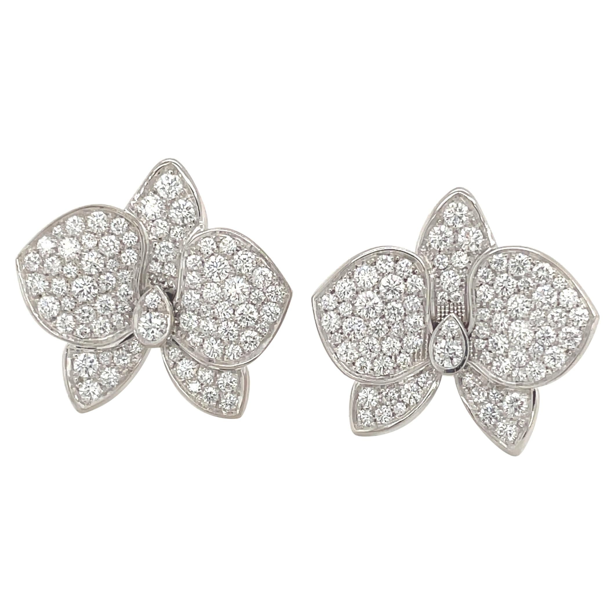 Cartier Caresse d' Orchidees White Gold and Diamond Earrings
