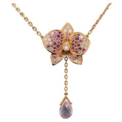 Cartier Caresse d'orchidée Pink Sapphire, Diamond and Rose Quartz Orchid Necklet