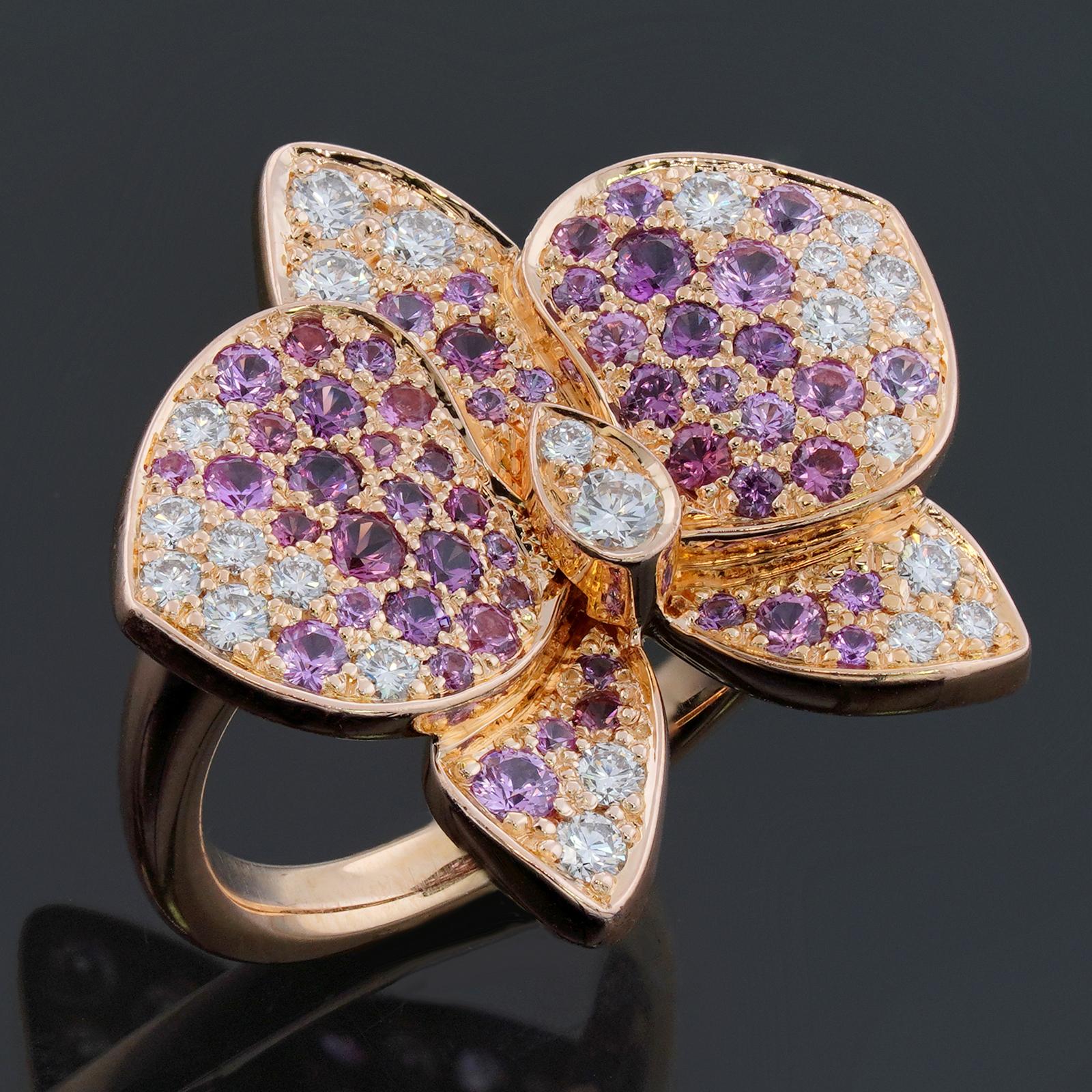 CARTIER Caresse D'Orchidees 18k Roségold Blumenring (Brillantschliff)