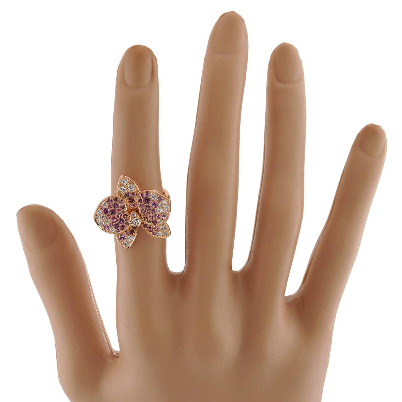 CARTIER Caresse D'Orchidees 18k Roségold Blumenring für Damen oder Herren