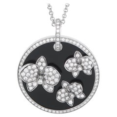 Cartier Caresse d'Orchidees Halskette aus 18 Karat Weißgold mit Diamanten und Onyx