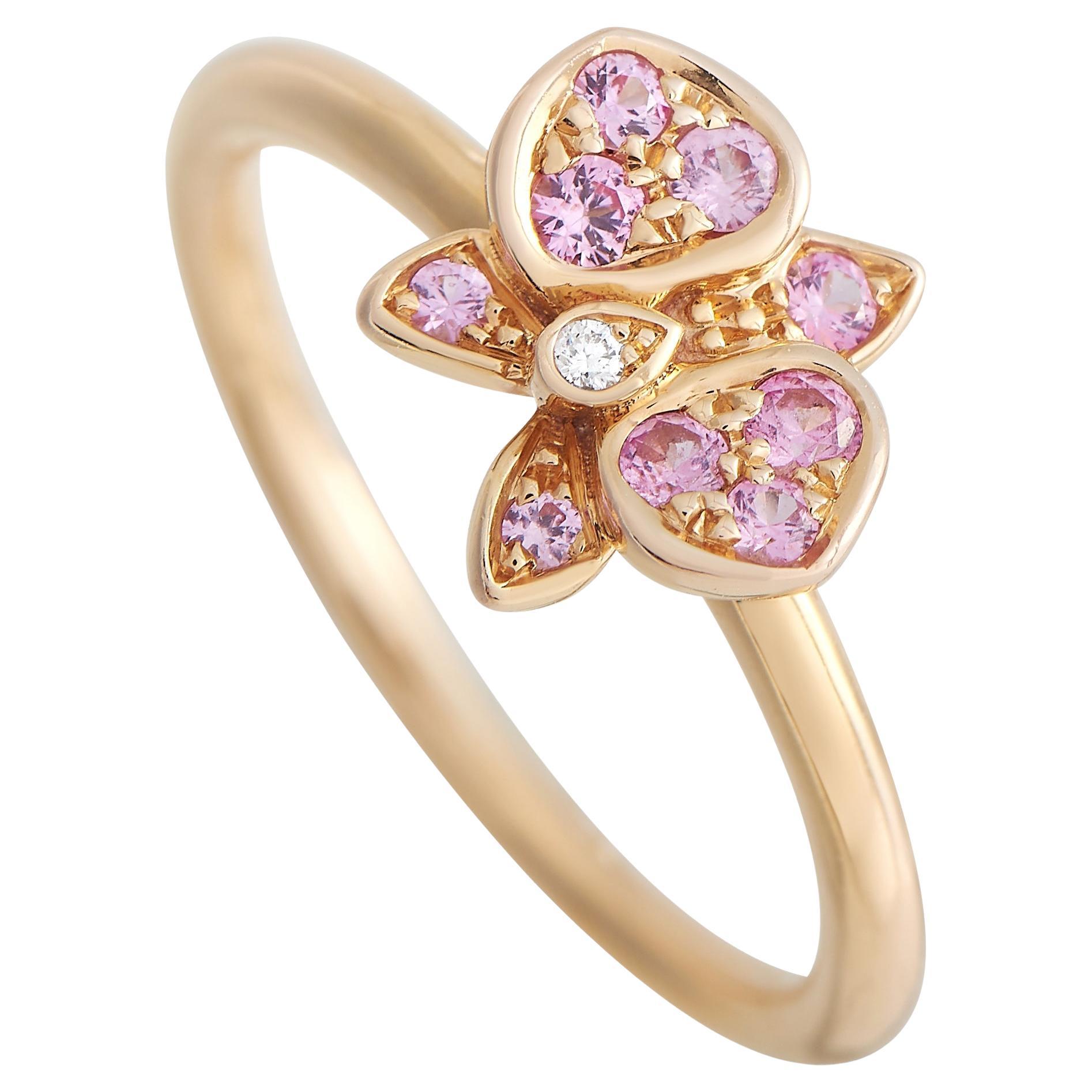 Cartier Caresse D'Orchidees 18K Yellow Gold Pink Sapphire Ring