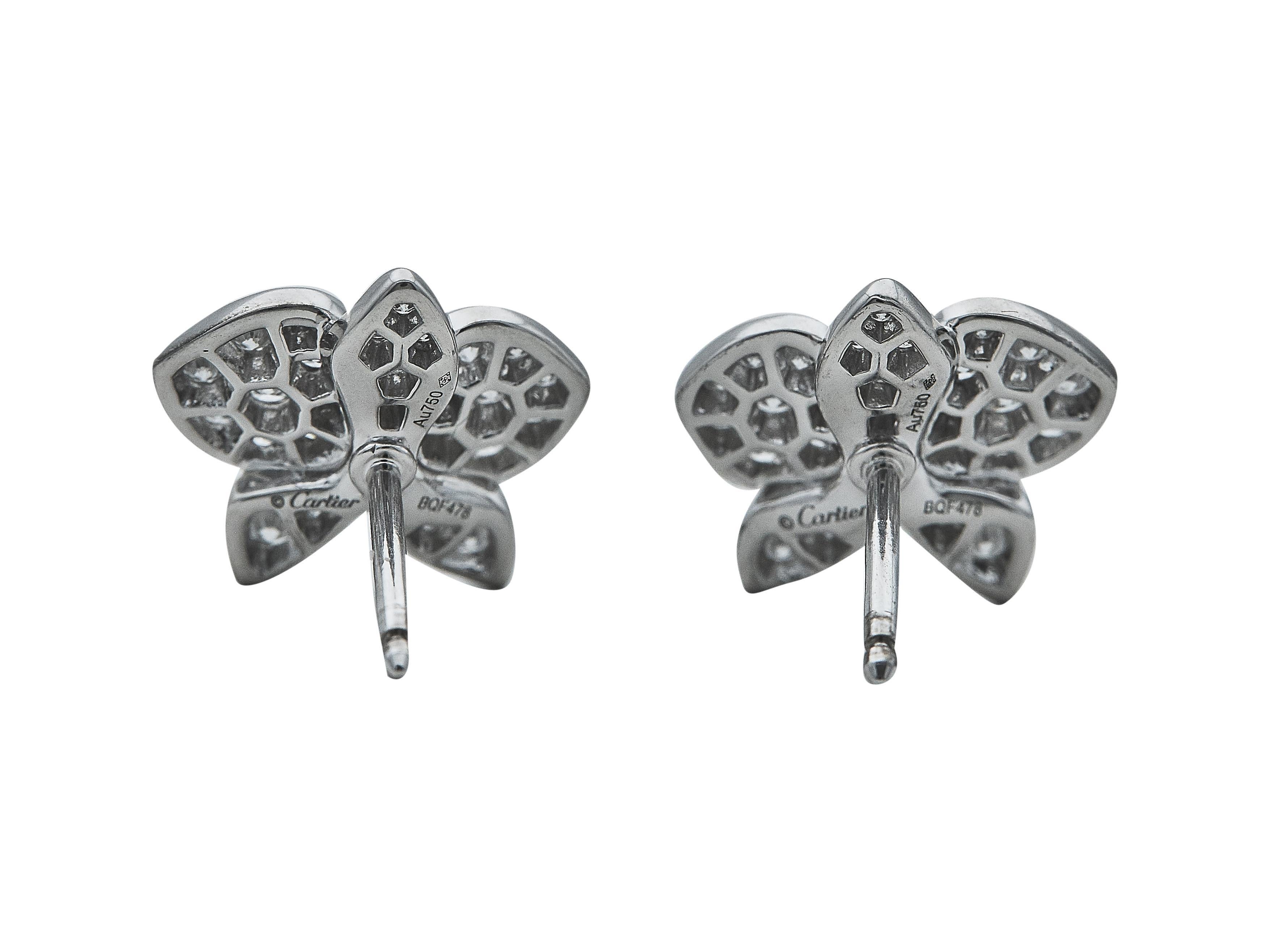 Taglio rotondo Orecchini Cartier Caresse d'Orchidées de Cartier in oro bianco 18 carati con diamante in vendita