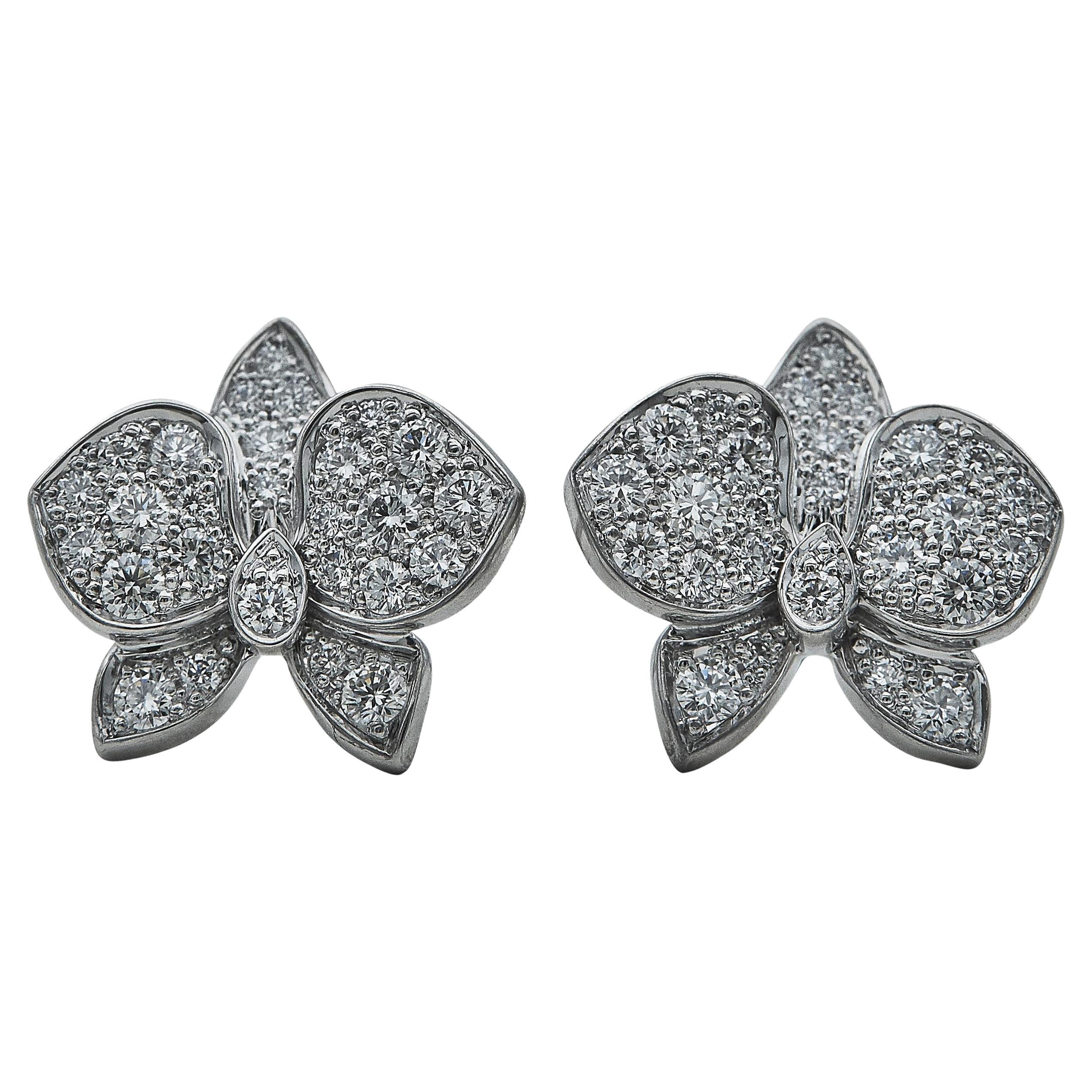 Cartier Caresse d'Orchidées de Cartier Earrings 18K White Gold Diamond