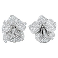 Cartier Caresse D'Orchidees Diamond Flower Earrings in Platinum