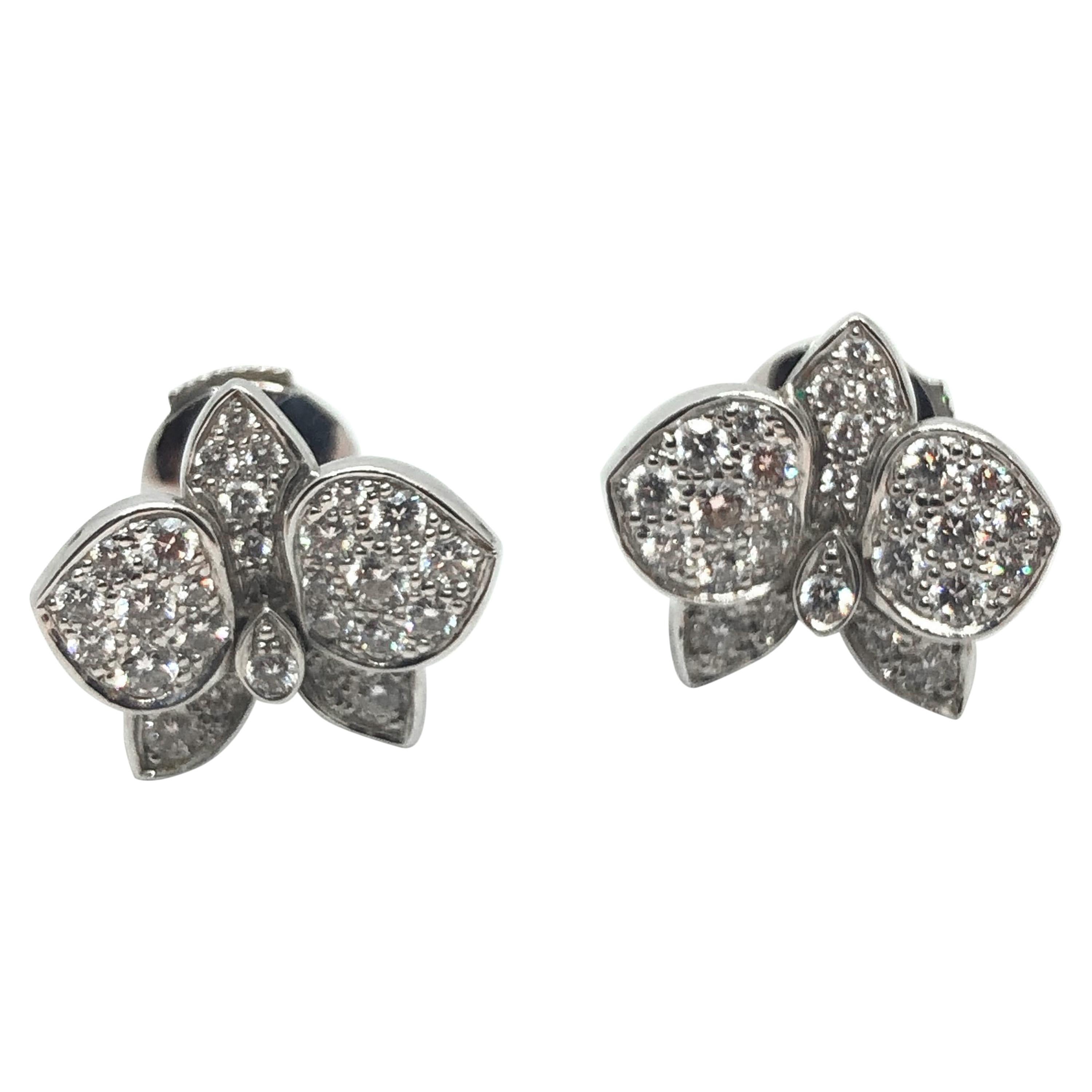 Cartier Caresse d’orchidees Diamond Gold Earrings