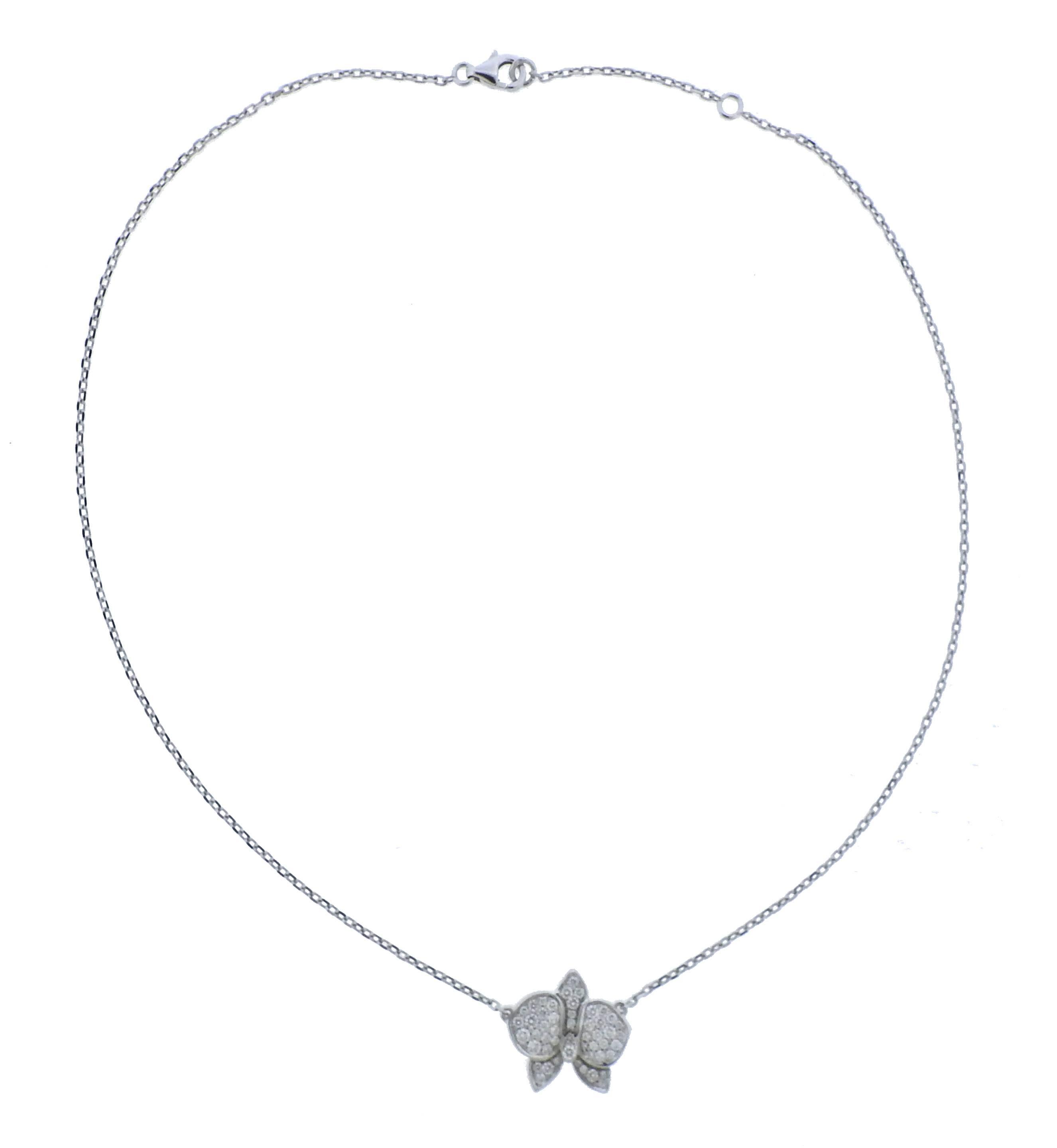 18k white gold and diamond necklace, crafted by Cartier for Caresse d'Orchidees collection. Retail $9550. Necklace comes with box and COA. Necklace is 16.75
