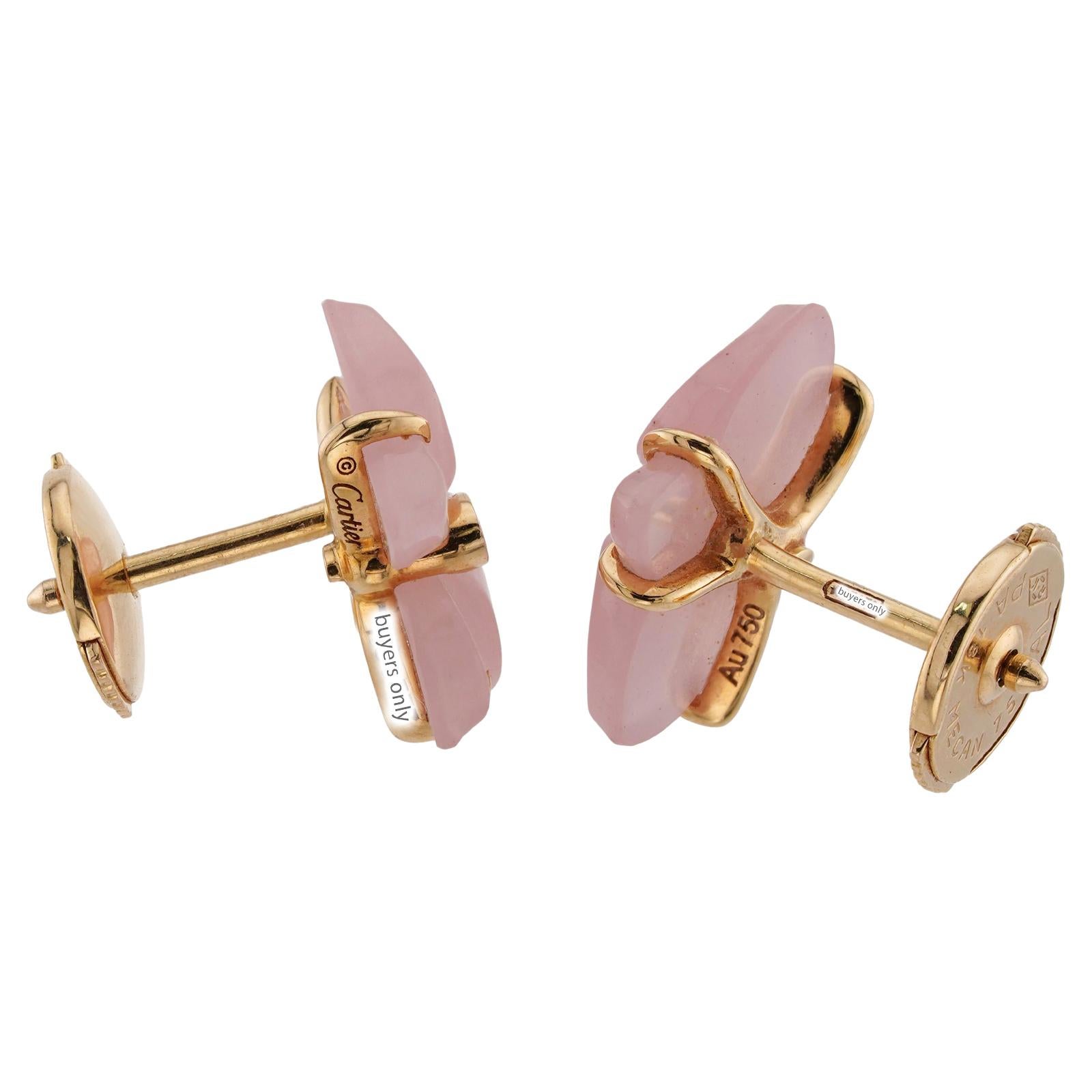  Boucles d'oreilles Cartier Caresse d'Orchidées Diamant Pink Calcédoine or rose Pour femmes 