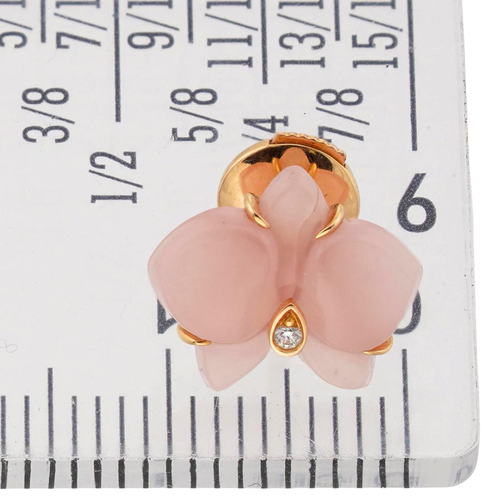 Boucles d'oreilles Cartier Caresse d'Orchidées Diamant Pink Calcédoine or rose 1