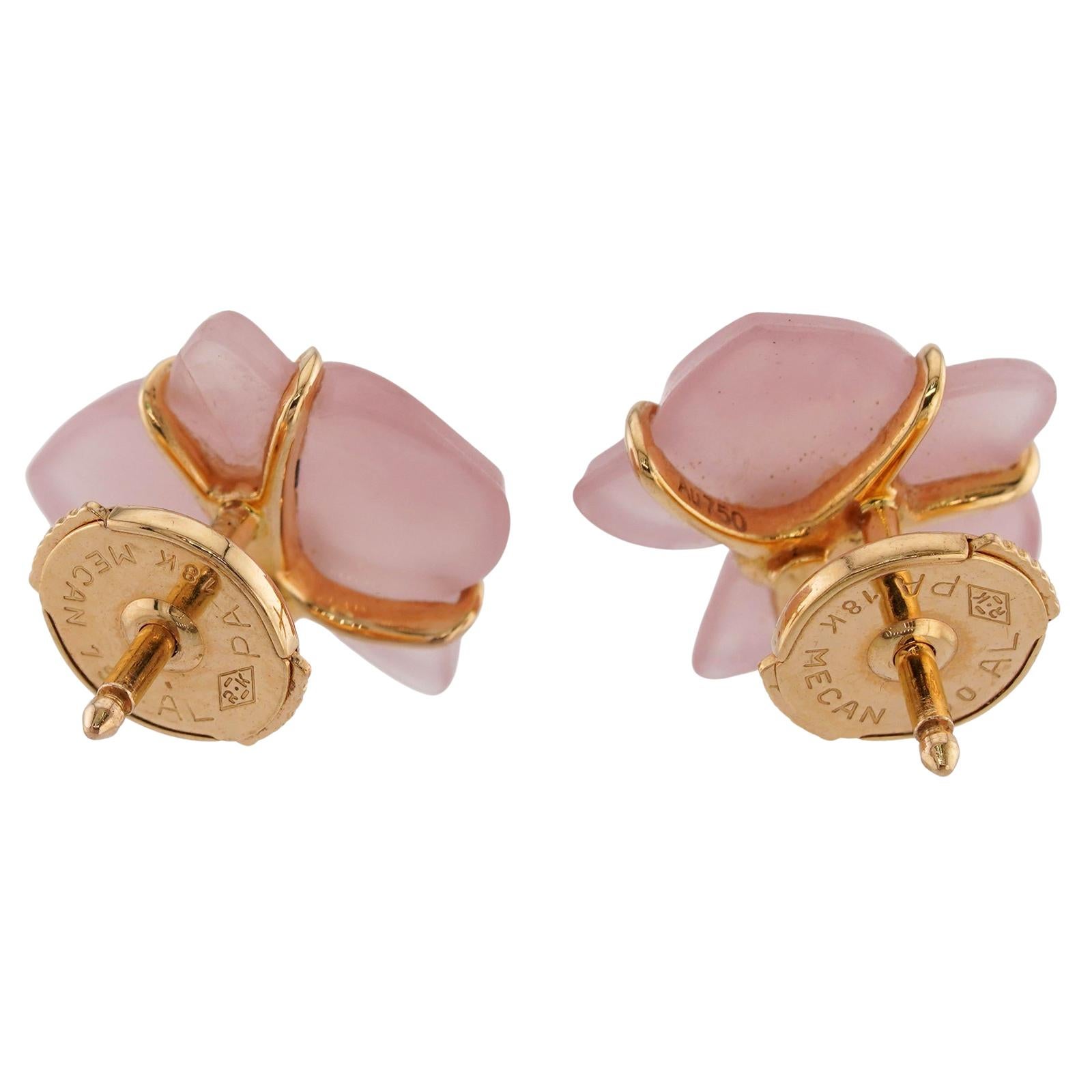 Boucles d'oreilles Cartier Caresse d'Orchidées Diamant Pink Calcédoine or rose 3