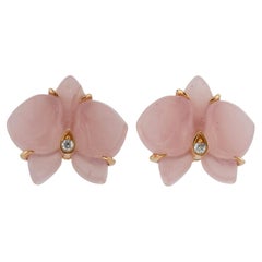 Boucles d'oreilles Cartier Caresse d'Orchidées Diamant Pink Calcédoine or rose
