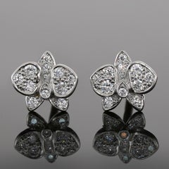 CARTIER Caresse D'Orchidees Diamond White Gold Mini Model Stud Earrings