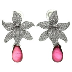 Boucles d'oreilles Cartier Caresse d'orchidées haute joaillerie diamant rubellite platine