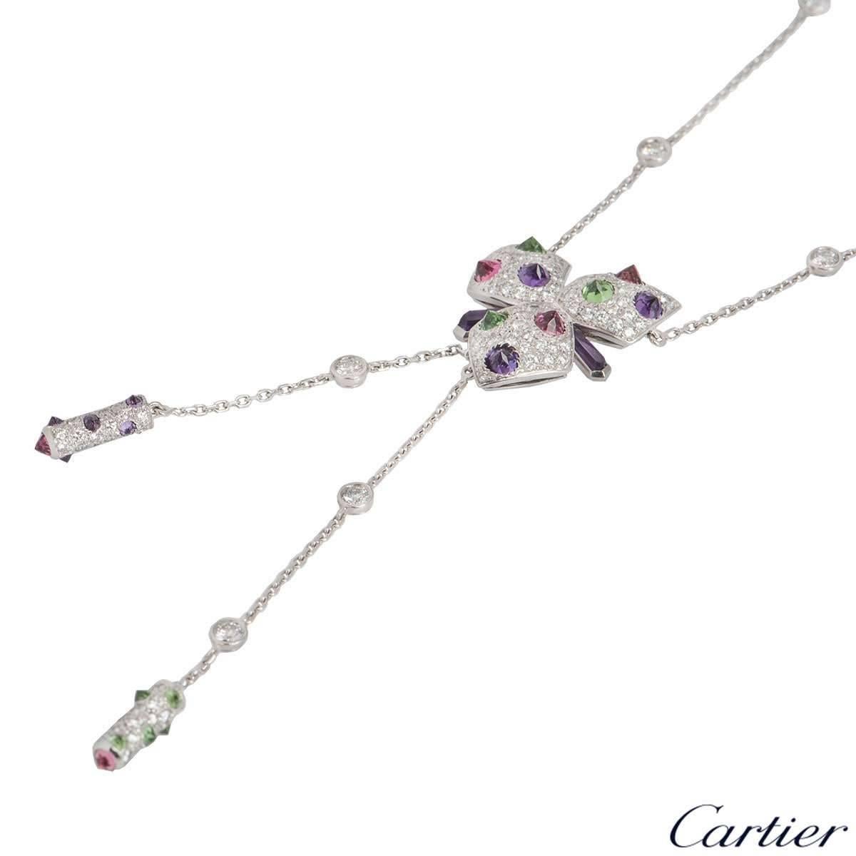 Cartier Caresse d'Orchidées Multi-Gem and Diamond Drop Necklace In Excellent Condition In London, GB