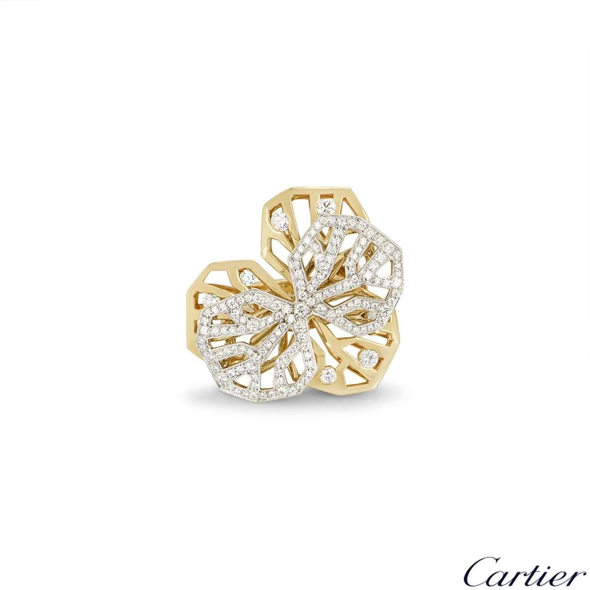Round Cut Cartier Caresse d'Orchidees Necklace and Ring Suite
