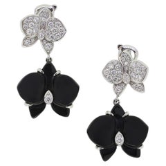 Cartier Caresse D'Orchidees Onyx and Diamond Earrings