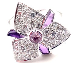 Cartier Caresse D'orchidées Orchid Flower Diamond Amethyst White Gold Ring