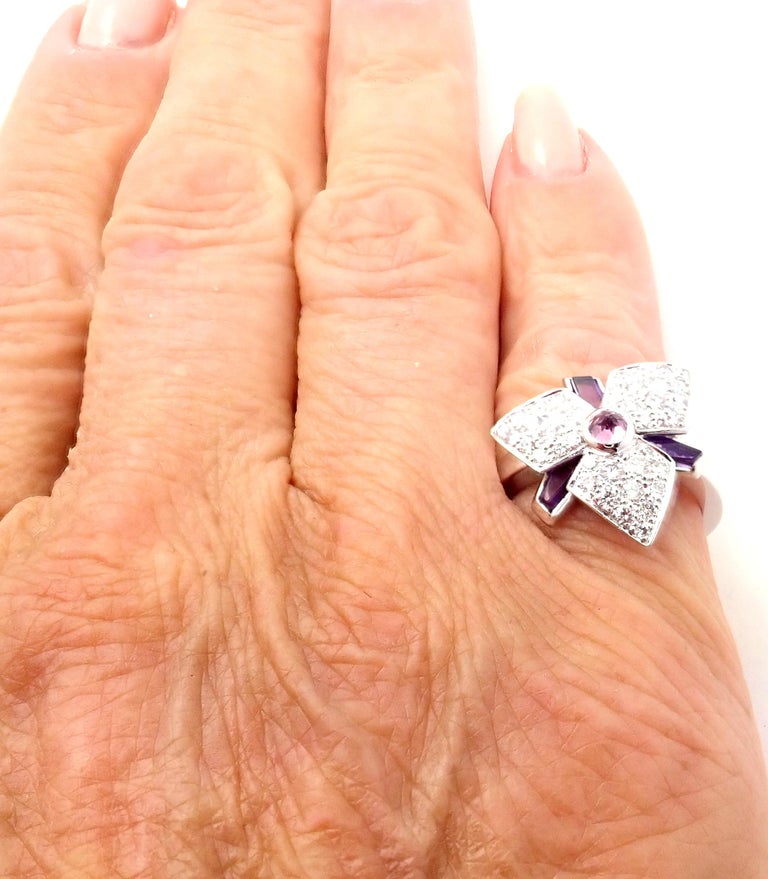 Cartier Caresse D'orchidées Orchid Flower Diamond Amethyst White Gold Ring  For Sale at 1stDibs | cartier orchid ring