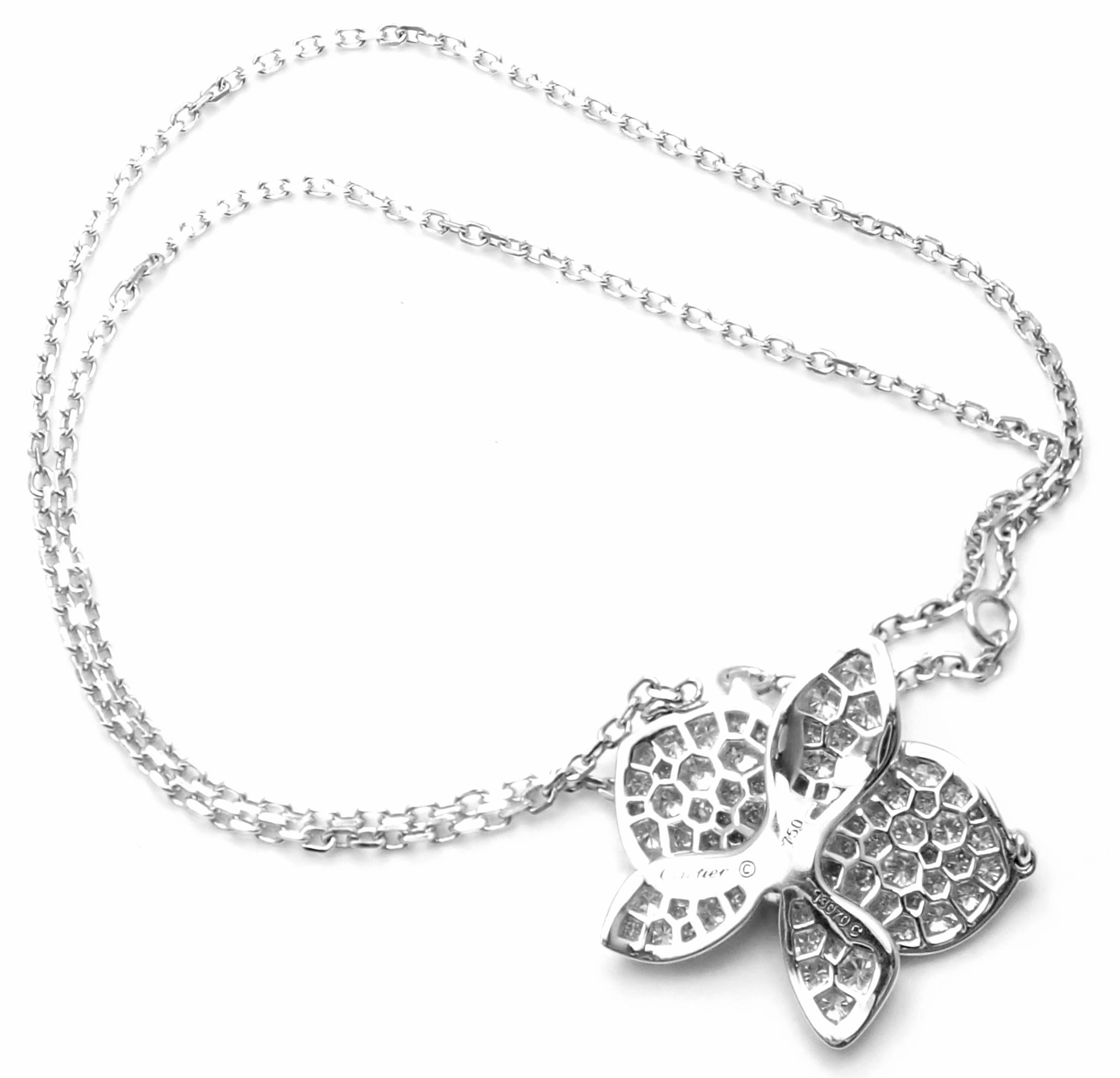 Cartier Caresse D'orchidées Orchid Flower Diamond White Gold Pendant Necklace 5