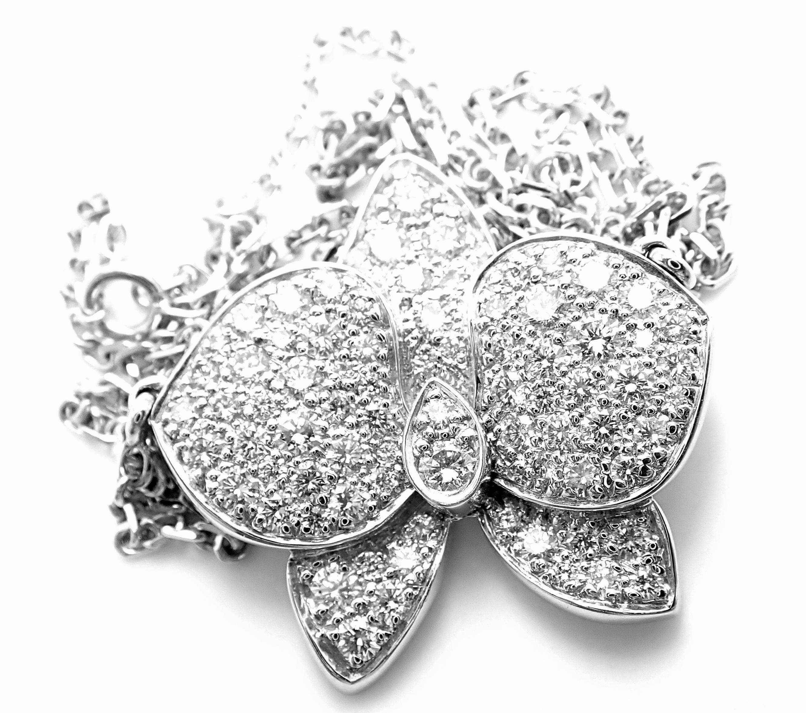 Cartier Caresse D'orchidées Orchid Flower Diamond White Gold Pendant Necklace 1