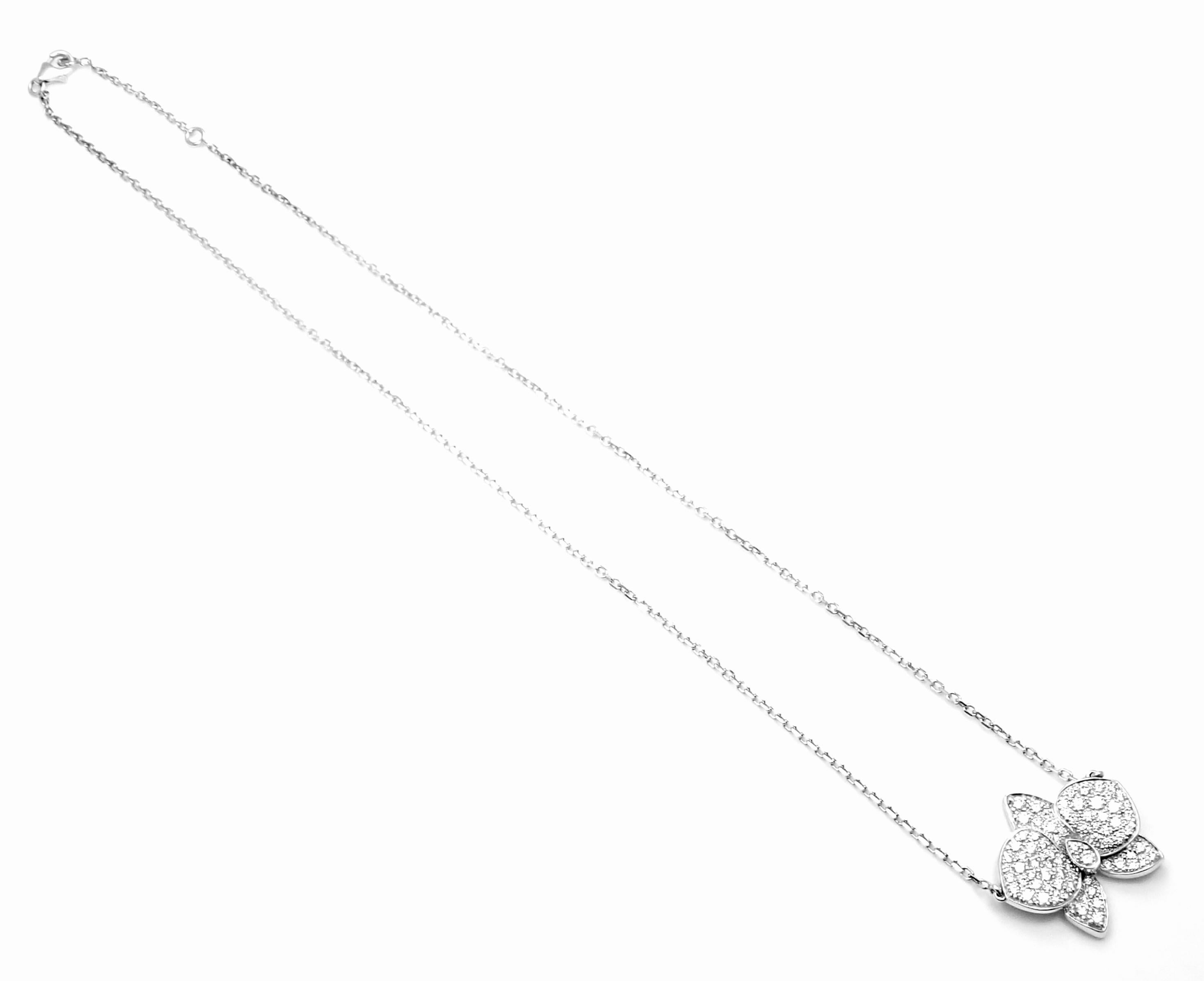 Cartier Caresse D'orchidées Orchid Flower Diamond White Gold Pendant Necklace 2