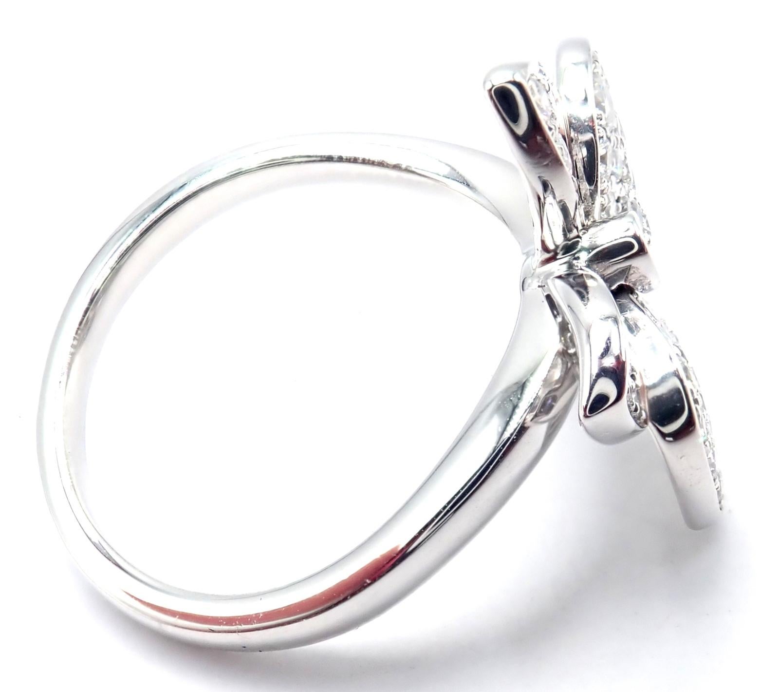Women's or Men's Cartier Caresse D'orchidées Orchid Flower Diamond White Gold Ring For Sale