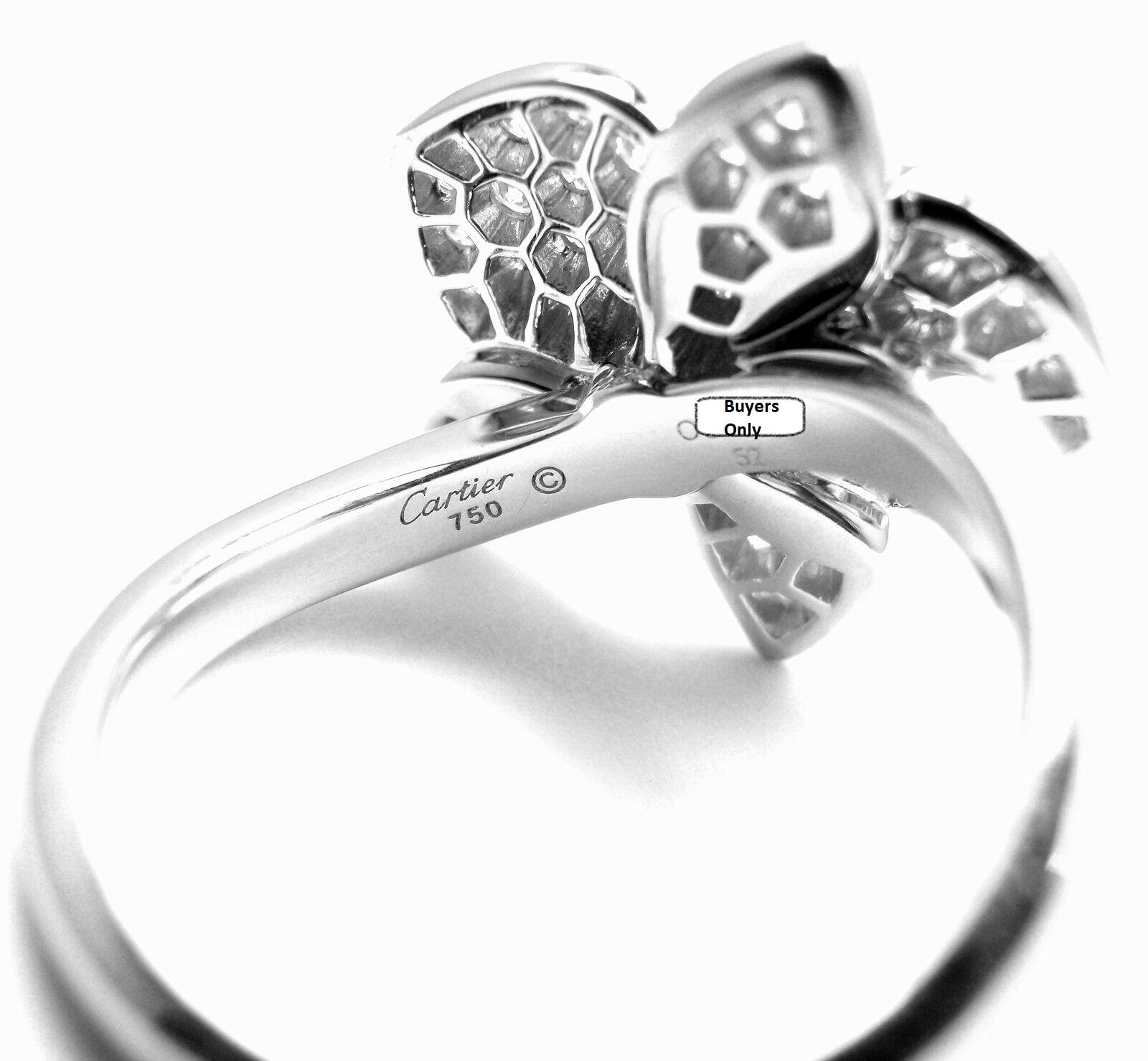 Round Cut Cartier Caresse D'orchidées Orchid Flower Diamond White Gold Ring For Sale