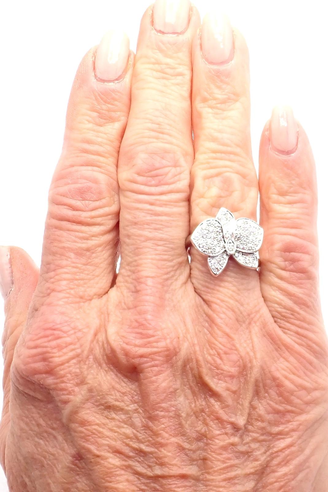Cartier Caresse D'orchidées Orchid Flower Diamond White Gold Ring For Sale 2