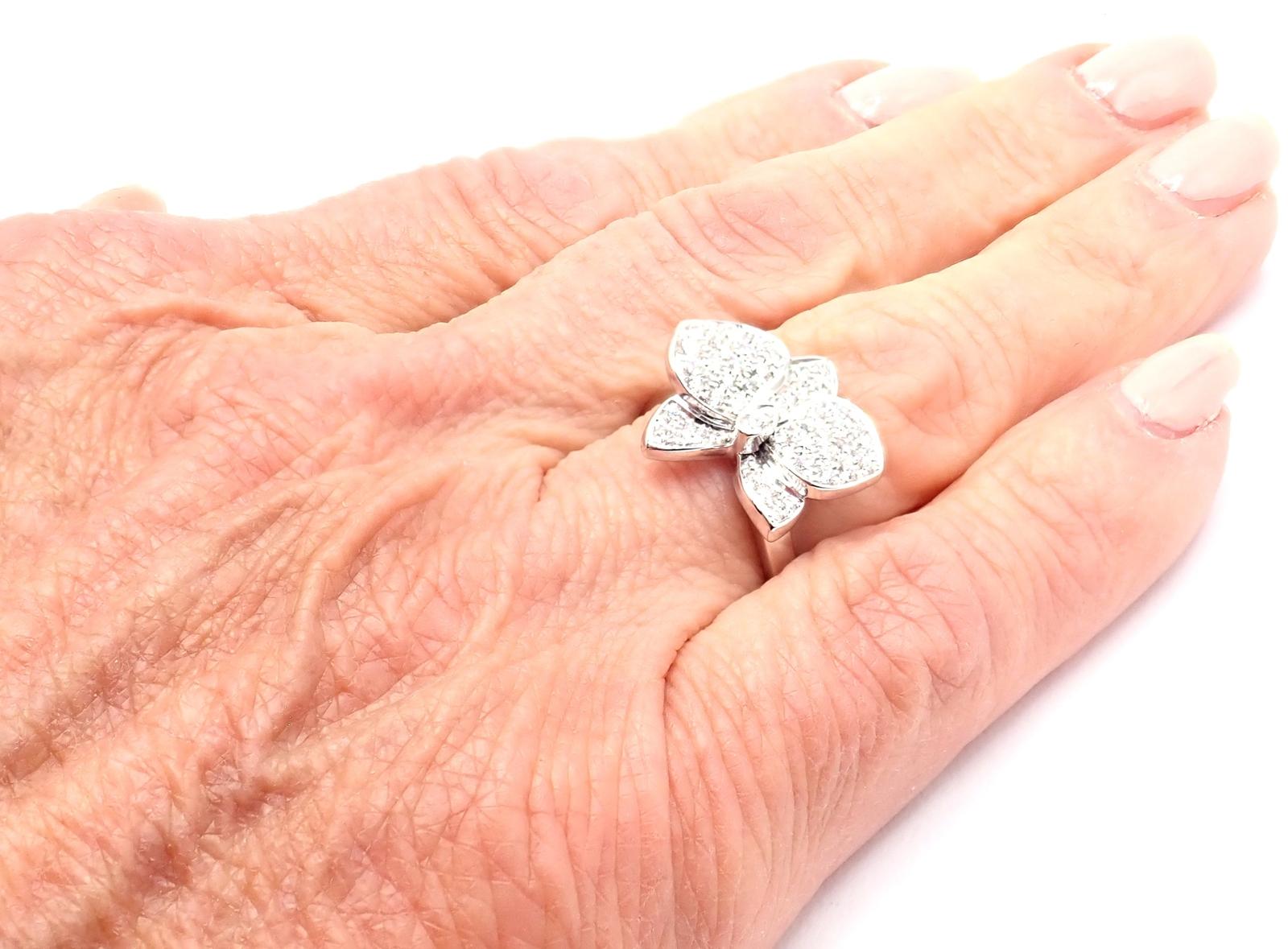 Cartier Caresse D'orchidées Orchid Flower Diamond White Gold Ring For Sale 4
