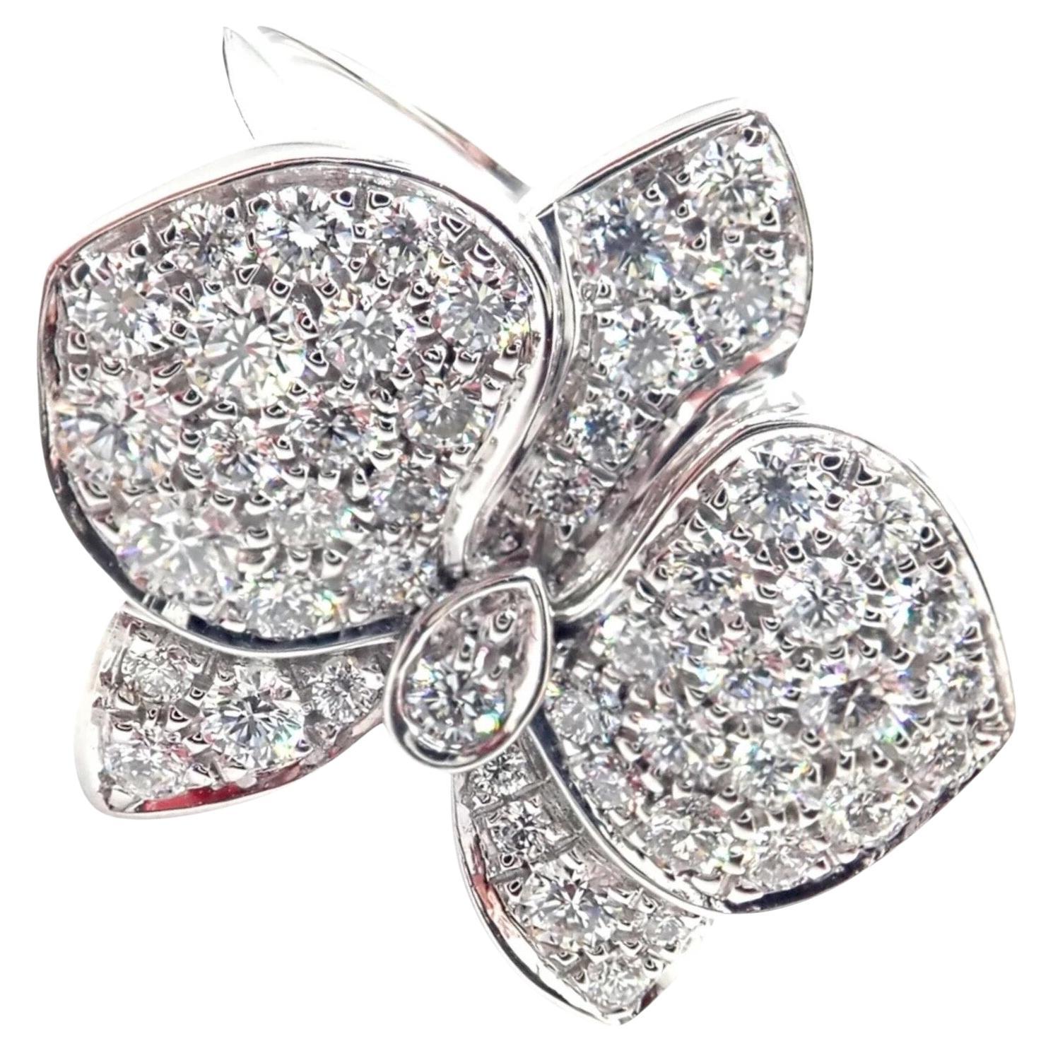Cartier Caresse D'orchidées Orchid Flower Diamond White Gold Ring