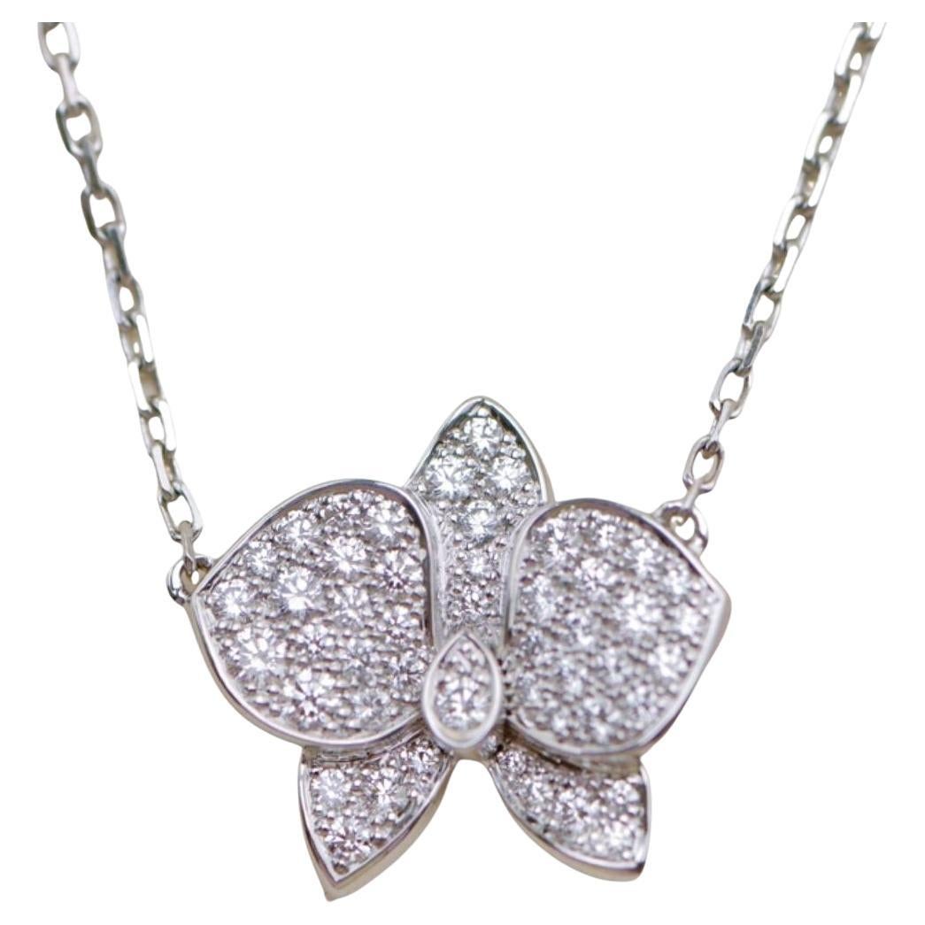 Cartier Caresse d'Orchidées par Cartier Diamond 18K White Gold Pendant Necklace