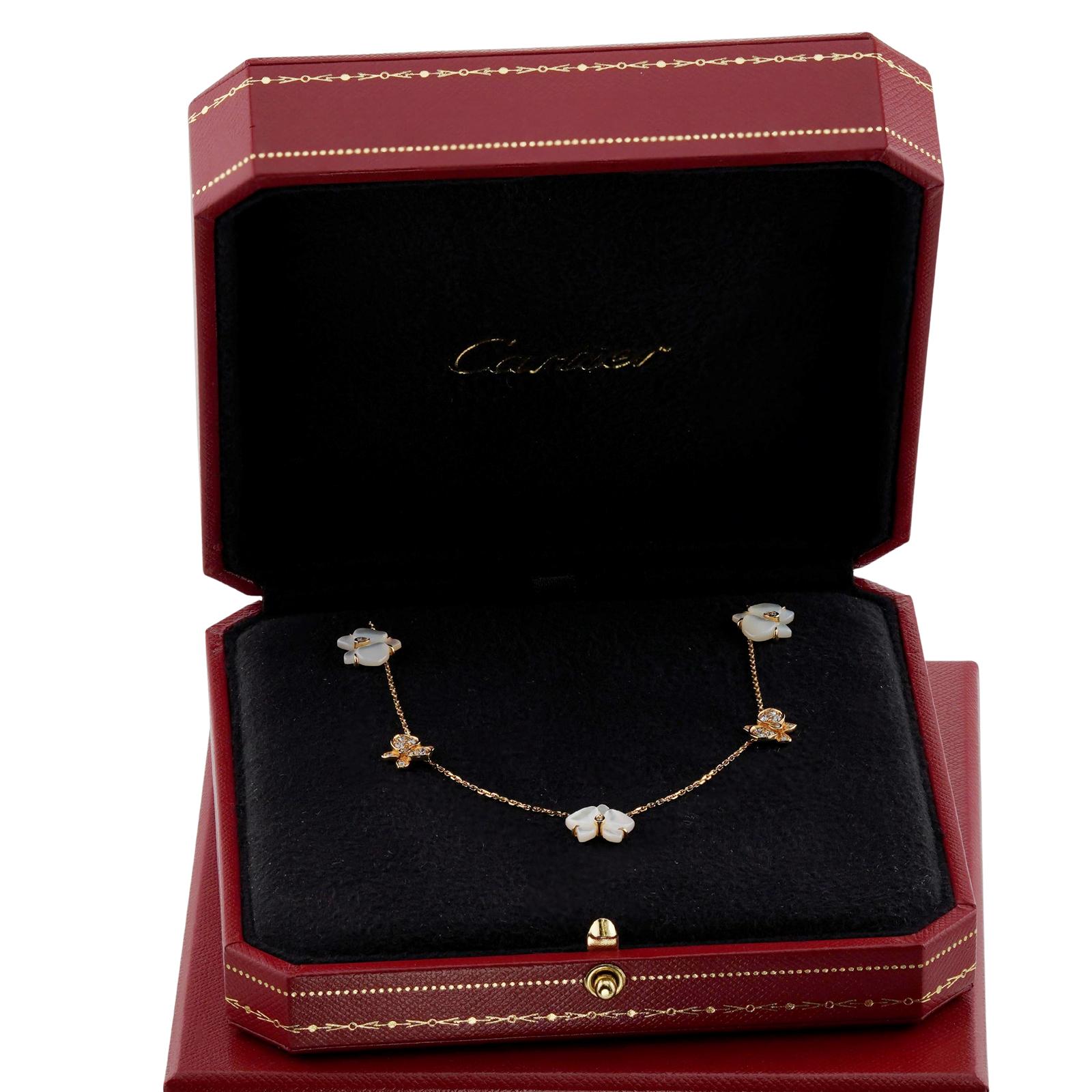 CARTIER Caresse d'Orchidées par Cartier Perlmutt-Diamant-Halskette (Brillantschliff)