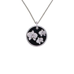 Cartier Caresse d'Orchidees Par Diamond Onyx Collier en or blanc 18 carats