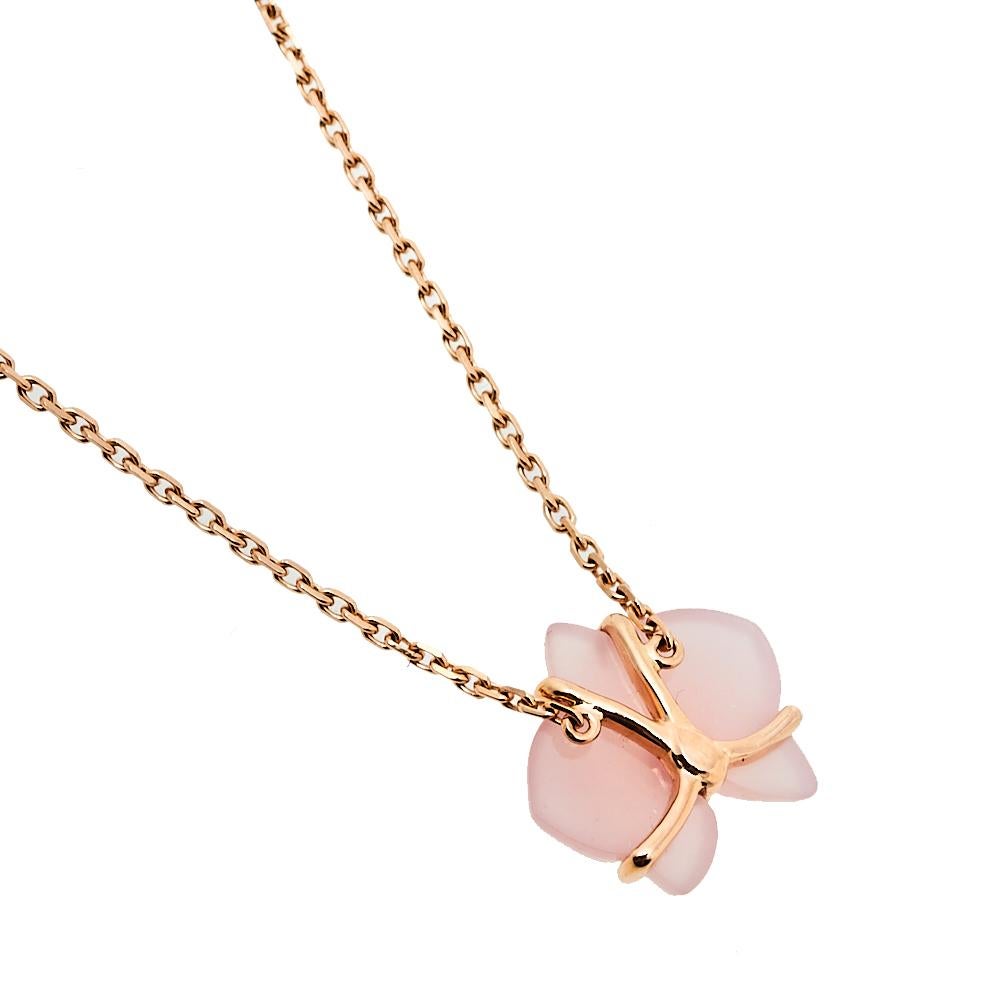 Contemporary Cartier Caresse d'Orchidees par Diamond Pink 18K Rose Gold Necklace