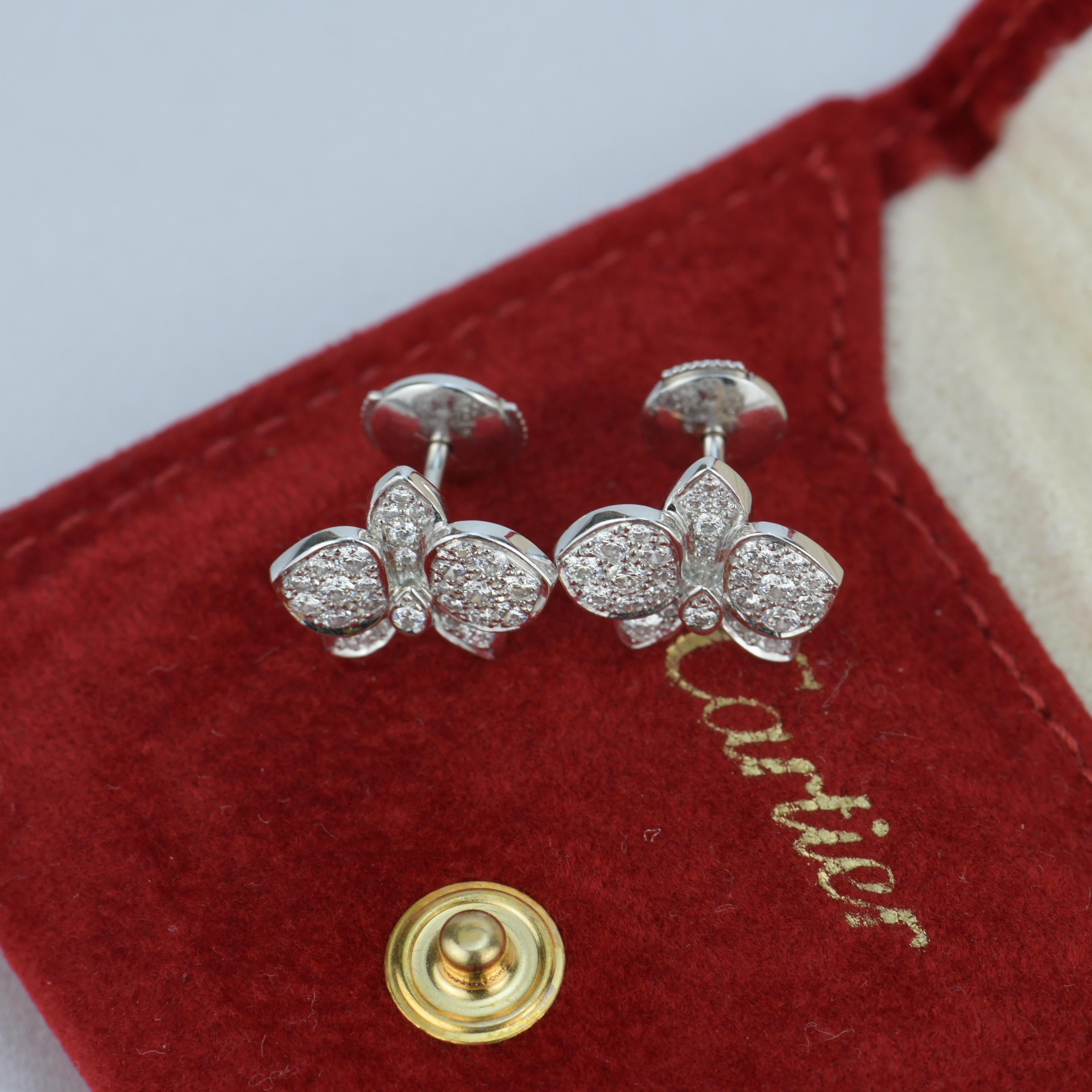 Women's or Men's Cartier Caresse D’orchidées Par White Gold Diamond Earring