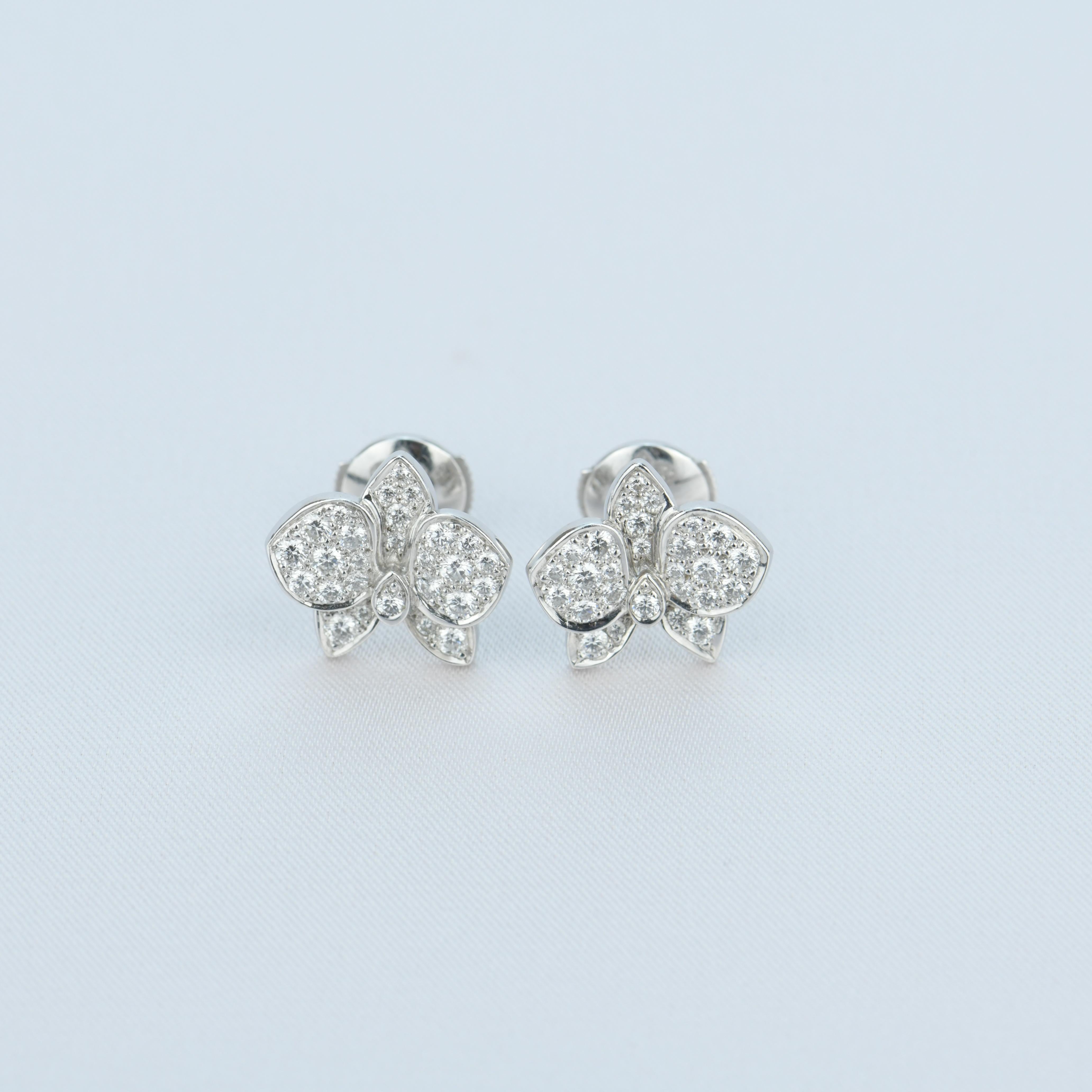 Cartier Caresse D’orchidées Par White Gold Diamond Earring 1