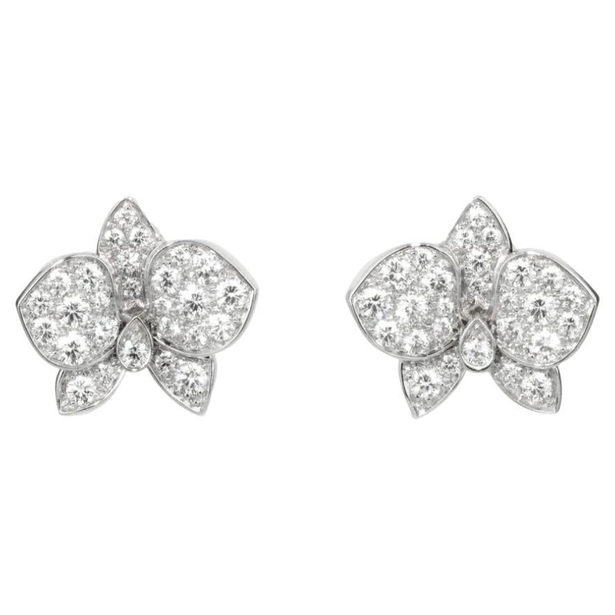 Cartier Caresse D’orchidées Par White Gold Diamond Earring