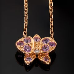 CARTIER Caresse d'Orchidees Pink Sapphire Diamond Rose Gold Necklace