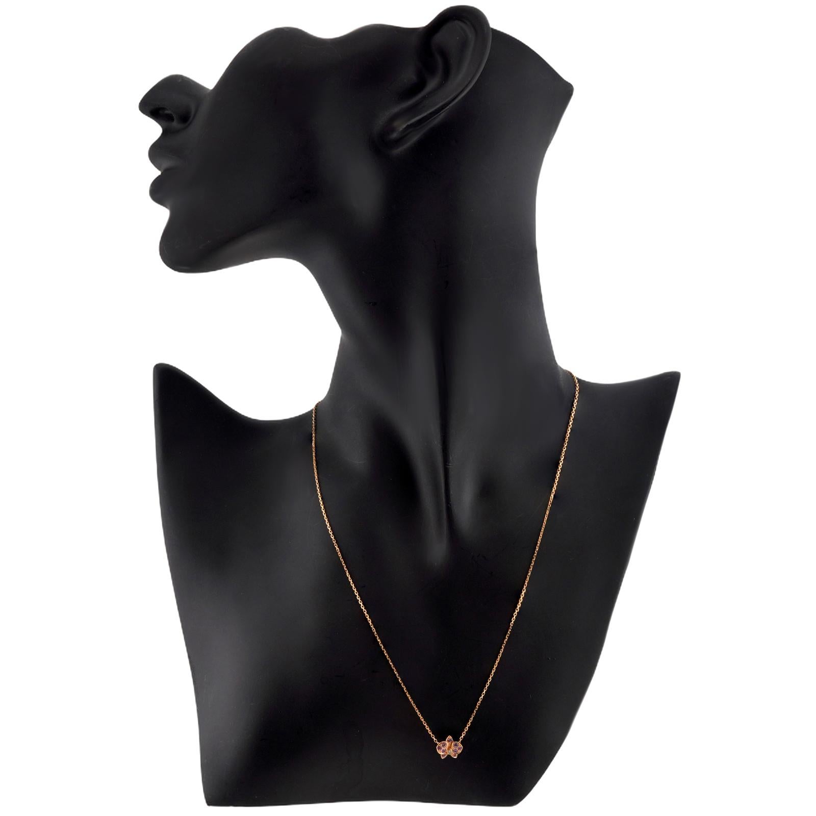 CARTIER Caresse d'Orchidees Pink Sapphire Diamond Rose Gold Necklace (Brillantschliff) im Angebot