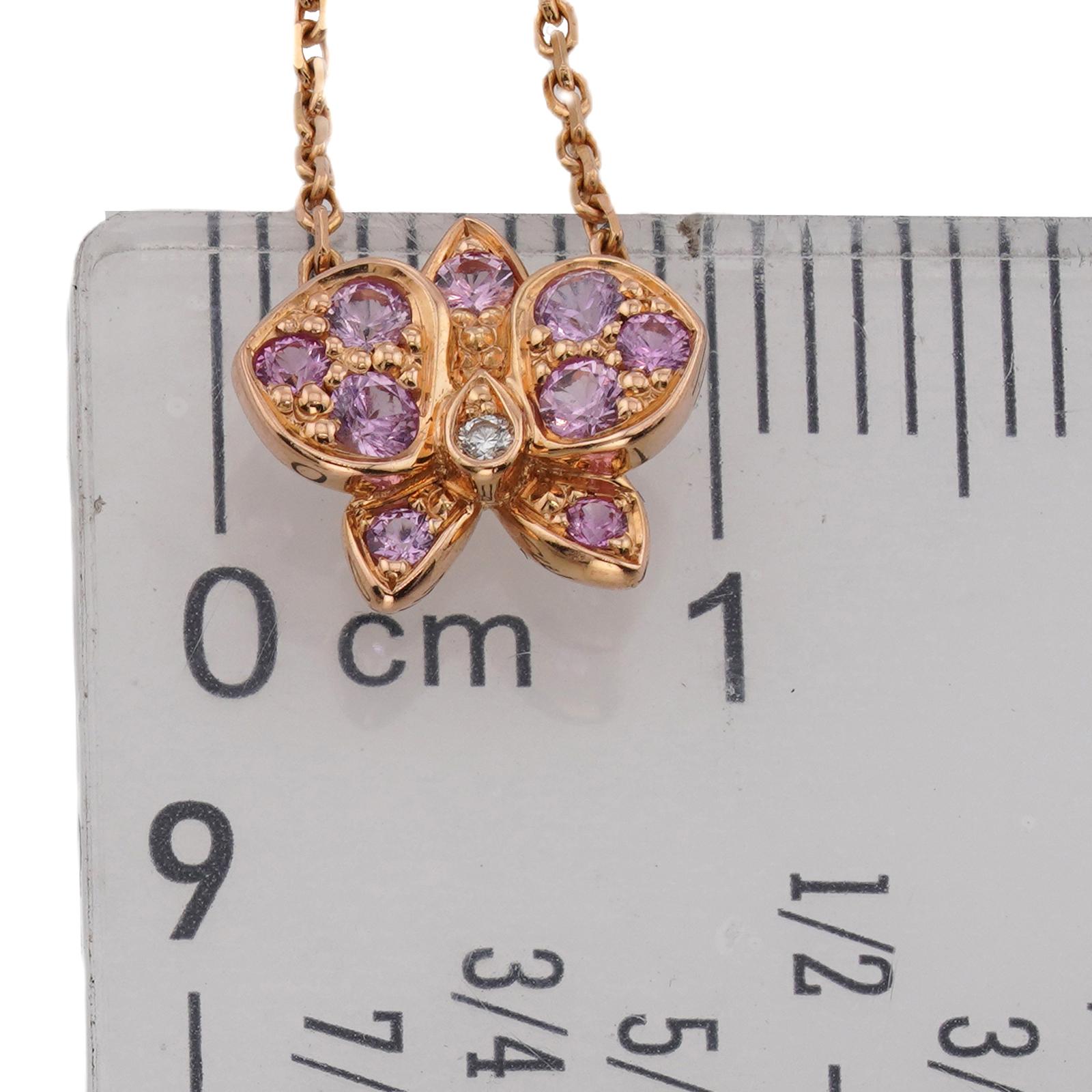CARTIER Caresse d'Orchidees Pink Sapphire Diamond Rose Gold Necklace Damen im Angebot