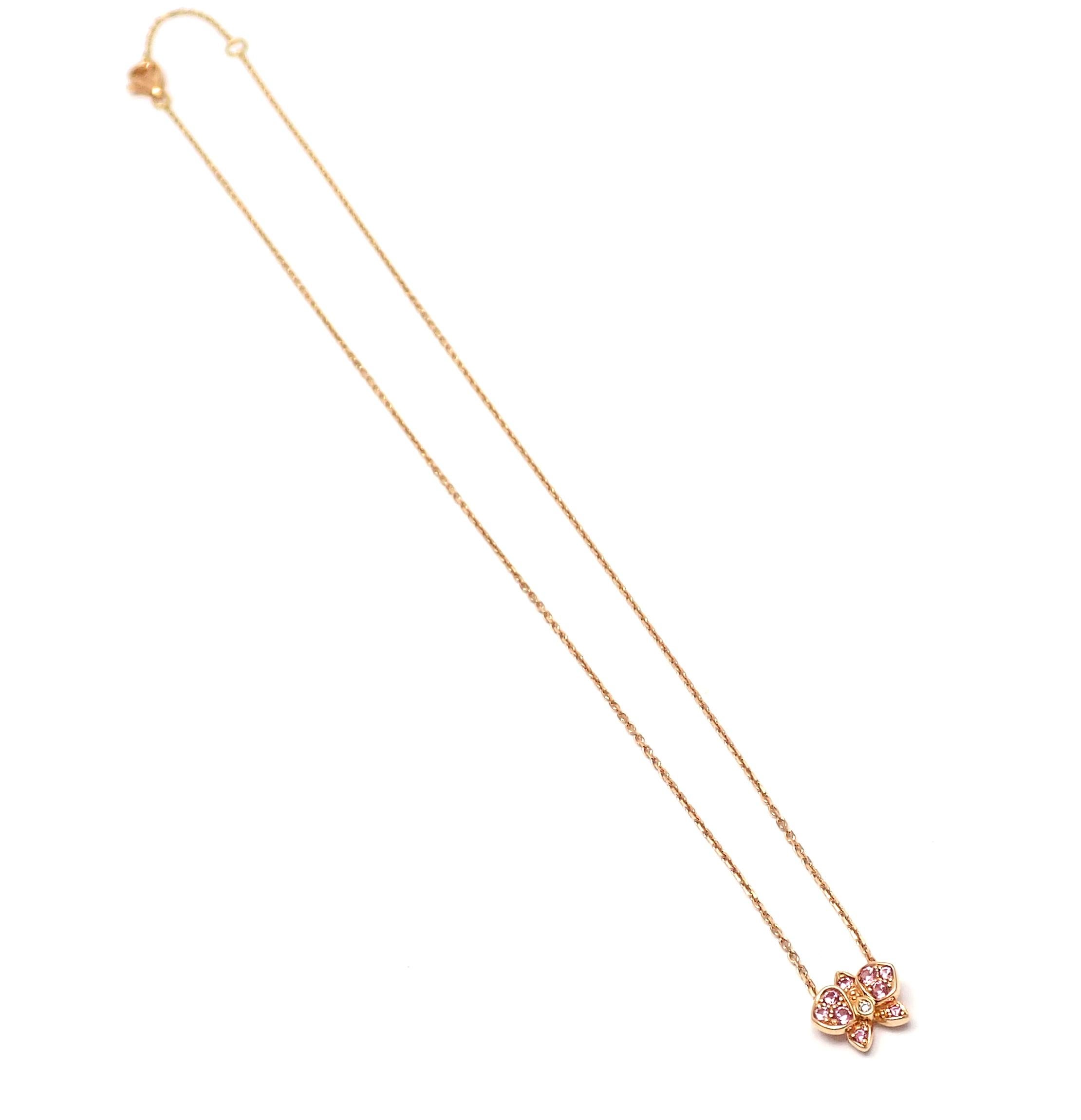 Cartier Caresse D'orchidees Pink Sapphire Diamond Rose Gold Pendant Necklace 4