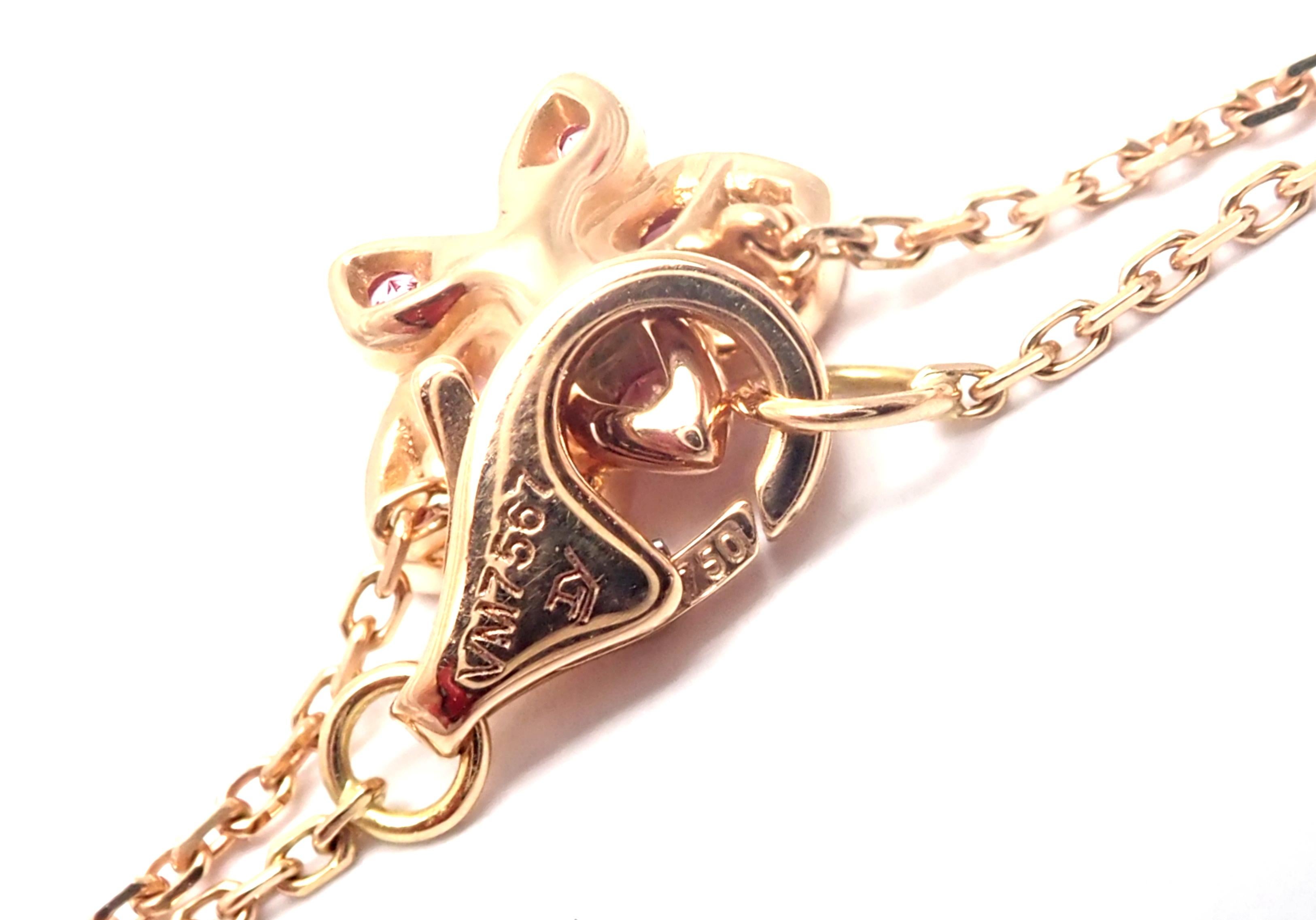 Cartier Caresse D'orchidees Pink Sapphire Diamond Rose Gold Pendant Necklace 2
