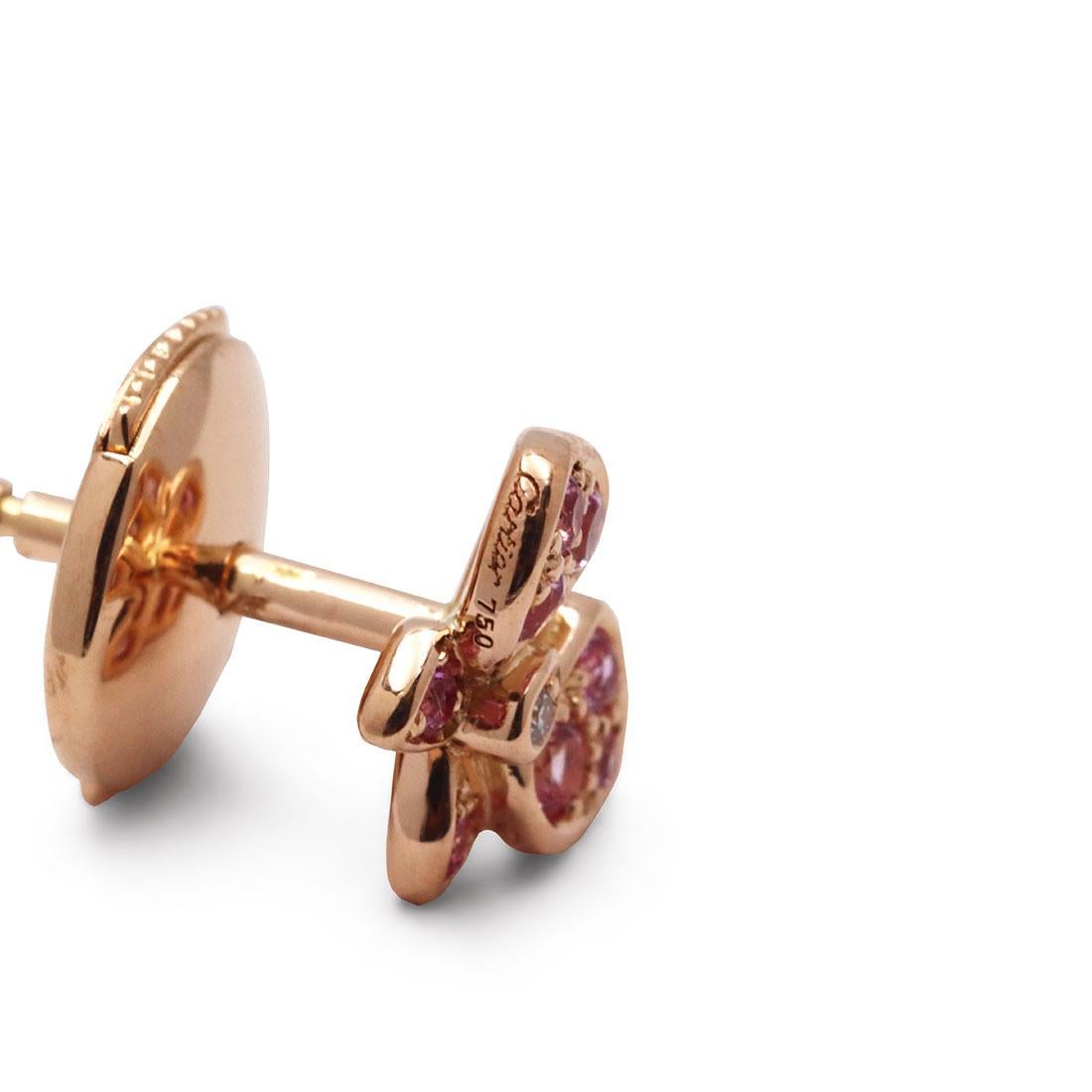 Women's or Men's Cartier Caresse d'Orchidées Rose Gold Pink Sapphire and Diamond Earring